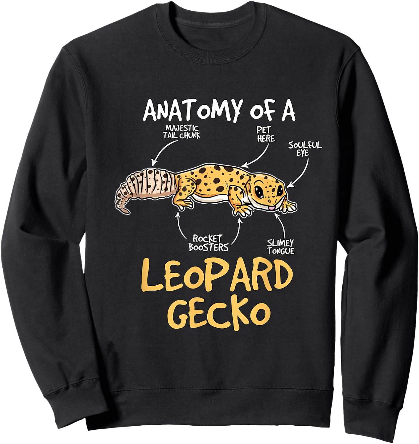 Kids Leopard Gecko Gift Anatomy of A Leopard Gecko Sweatshirt - Sweatshirt | Black