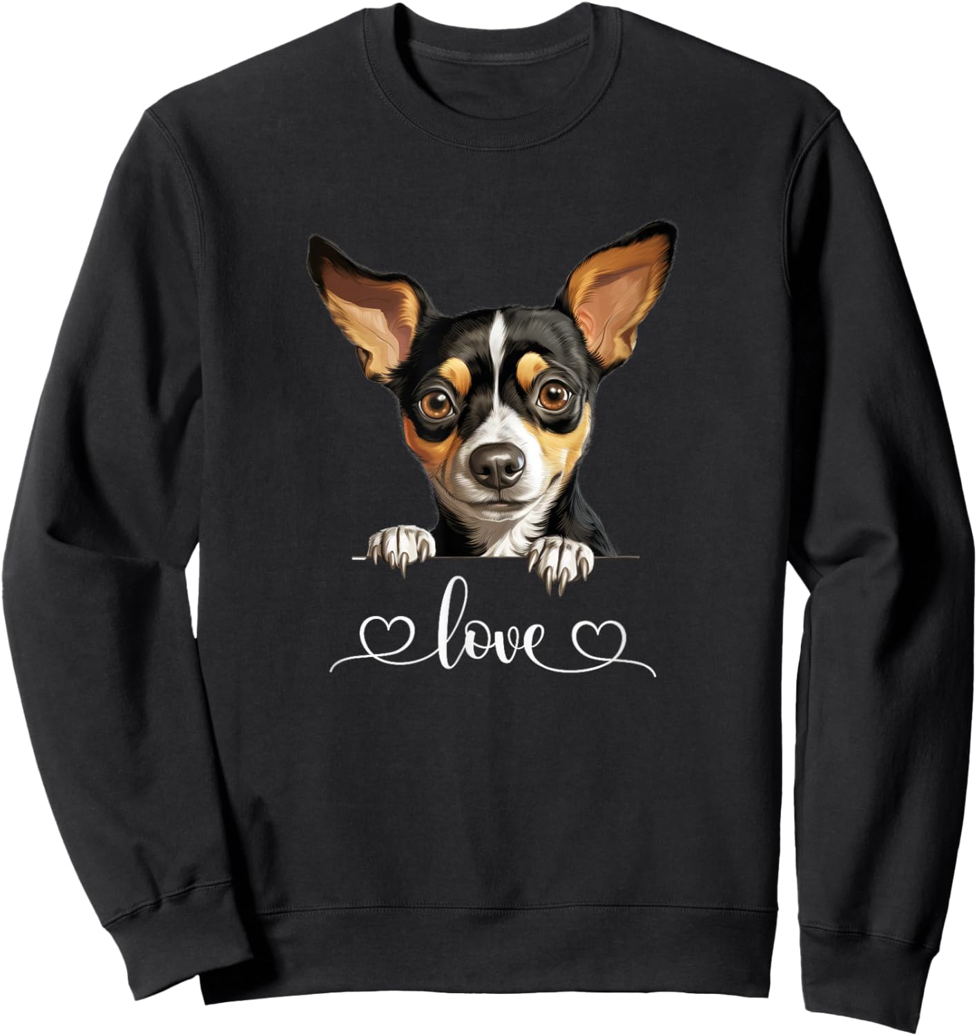 Cute Dog Graphic Love Puppy Rat Terrier Dog Sweatshirt - Sweatshirt | Black