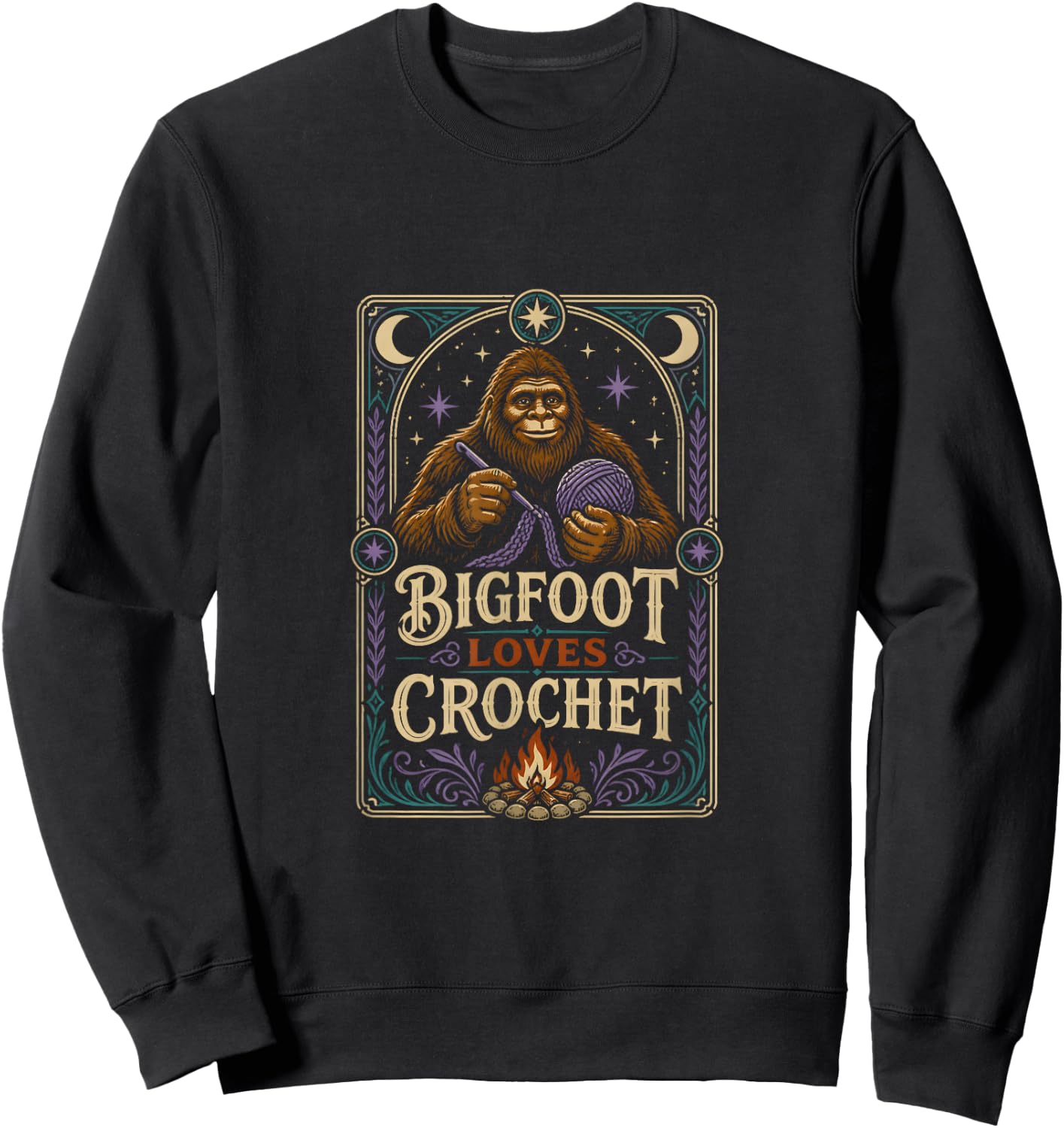 Bigfoot Loves Crochet Crochet Lover Sweatshirt - Sweatshirt | Black