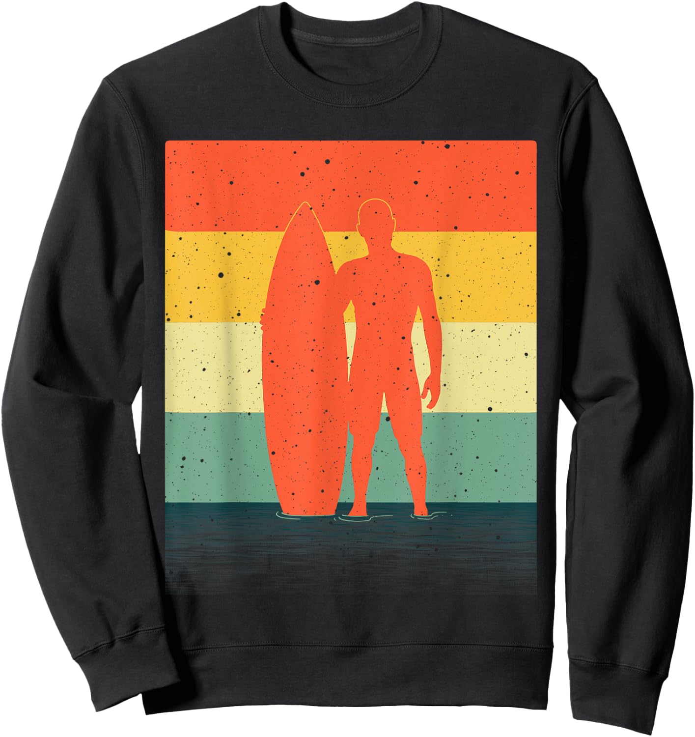 Cool Surfer Boys Retro Surfboard Beach Summer Sunset Sweatshirt - Sweatshirt | Black