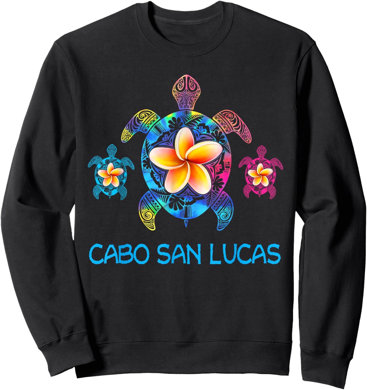 Cabo San Lucas Mexico Tribal Tie Dye Sea Turtle Sweatshirt - Sweatshirt | Black