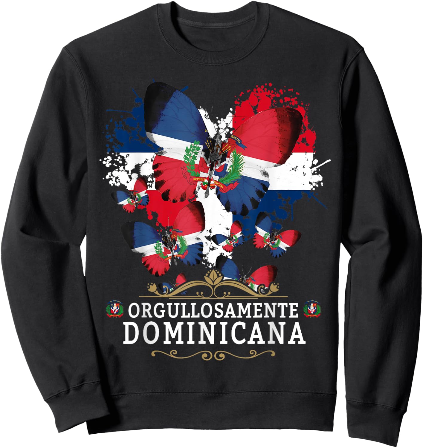 Republica Dominicana Butterfly & Dominican Flag Sweatshirt - Sweatshirt | Black