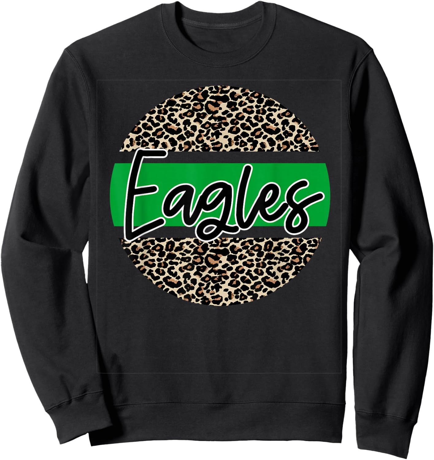 Eagles School Spirit Leopard Print Green Sweatshirt - Sweatshirt | Black