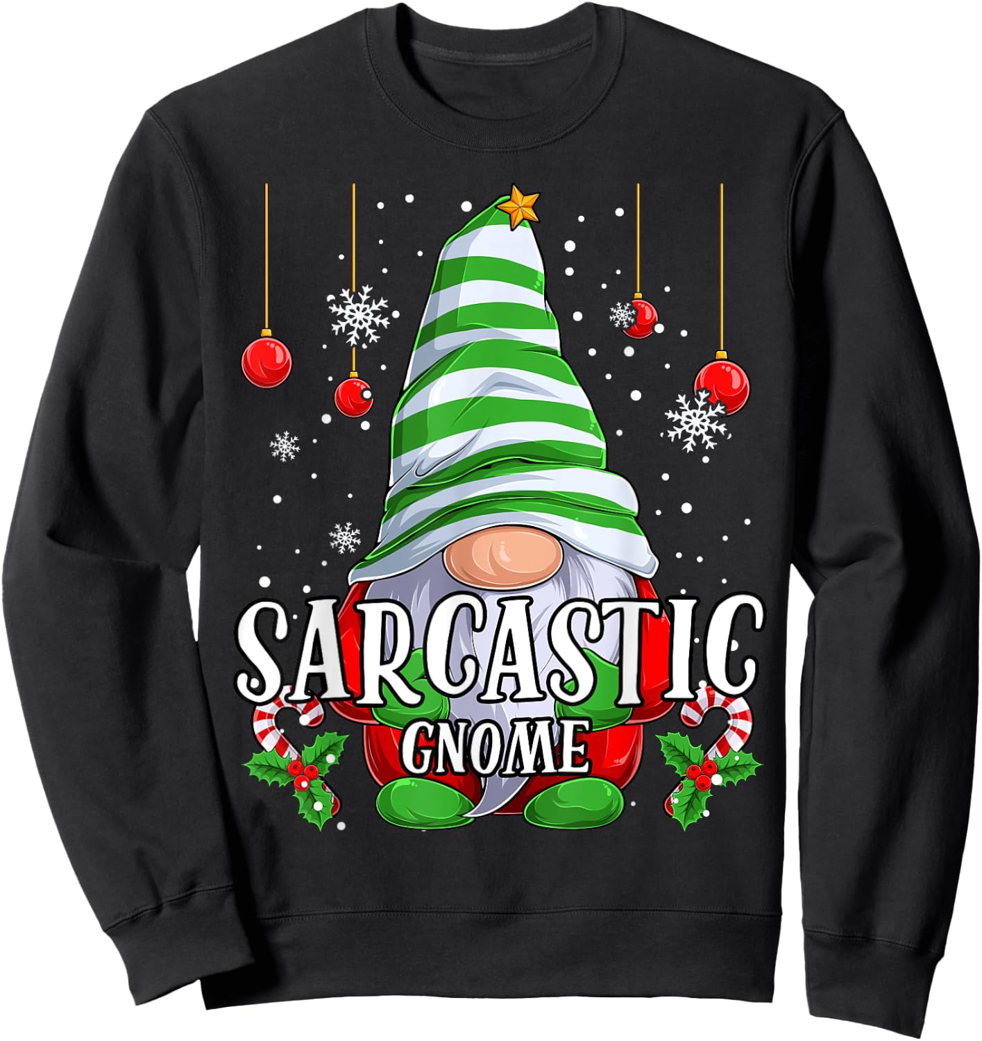 Sarcastic Gnome christmas pajamas matching family group Sweatshirt - Sweatshirt | Black