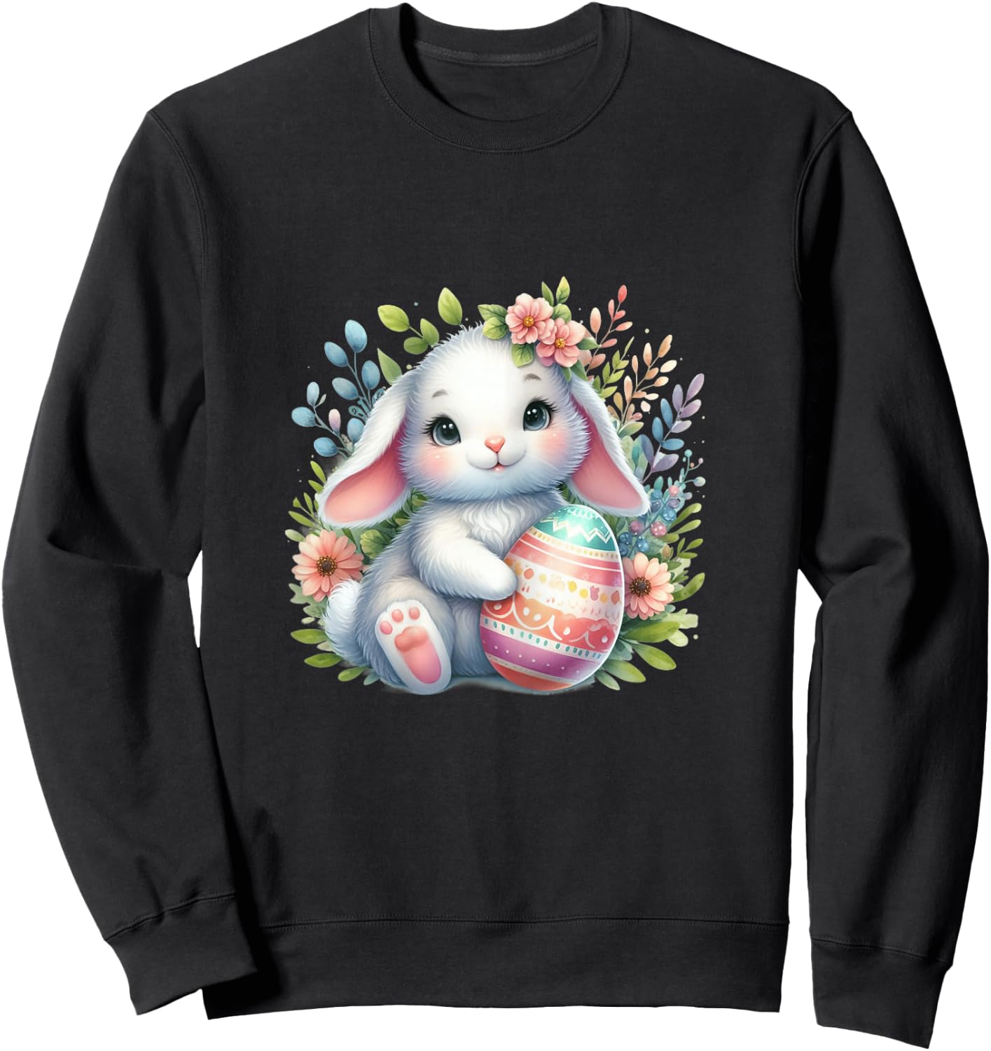 Cute Pink Easter Bunny Sweatshirt - Sweatshirt | Black