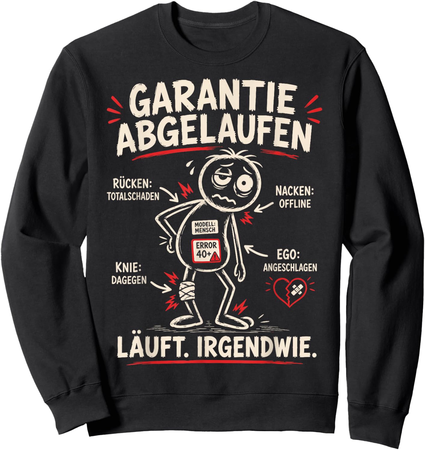Aua Au älter Werden Alter Mann alte Frau Lustig Geburtstag Sweatshirt - Sweatshirt | Black