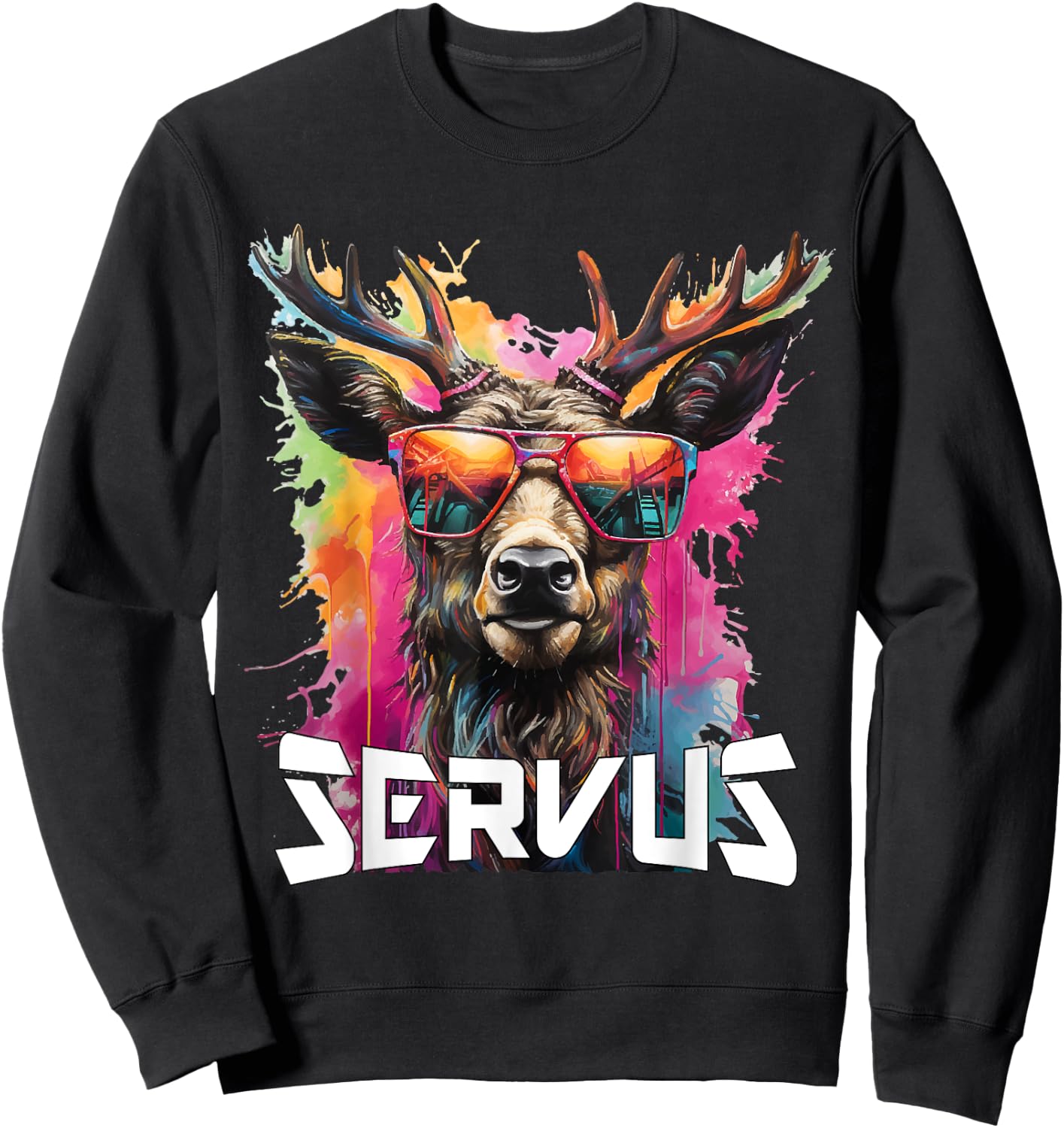 Servus Trachtenshirt Trachten Tracht Hirsch Tirol & Bayern Sweatshirt - Sweatshirt | Black