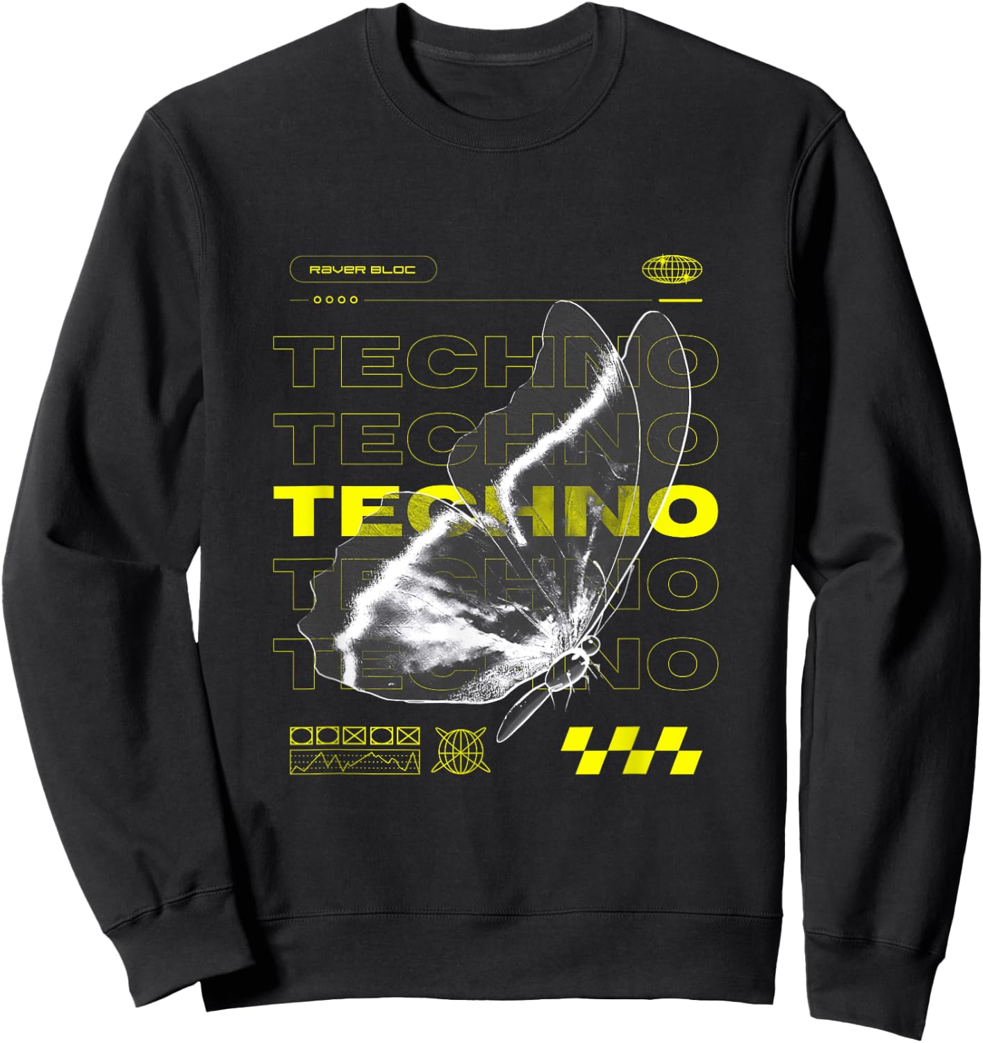 Techno Butterfly Rave , black Sweatshirt - Sweatshirt | Black
