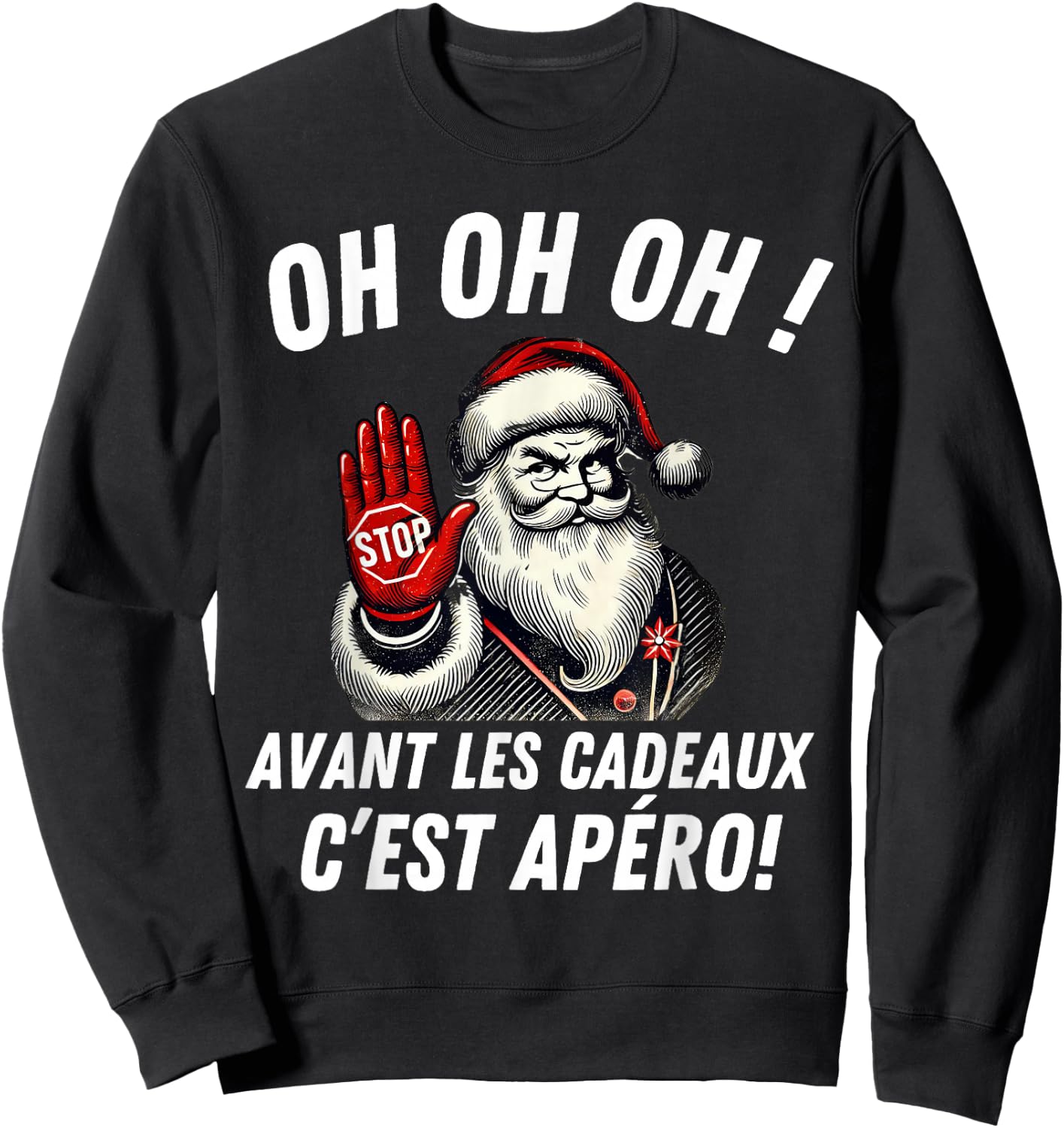 Merry Christmas 2024 Santa Claus Apero Gift Clothing Christmas Man , Black, S Sweatshirt - Sweatshirt | Black