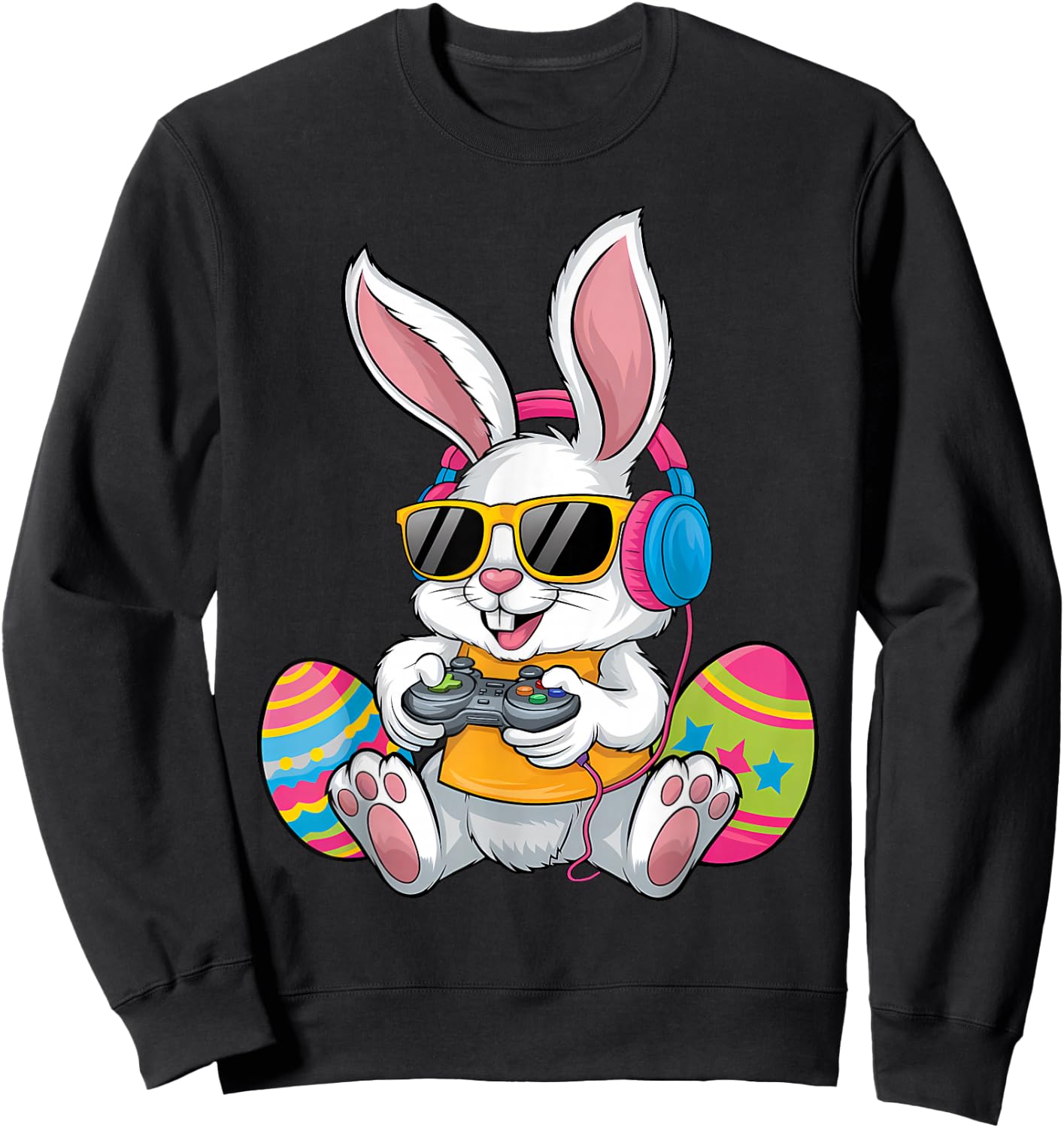 Easter Day Rabbit Gamer Funny Video Games Boys Kids Bunny Sweatshirt - Sweatshirt | Black