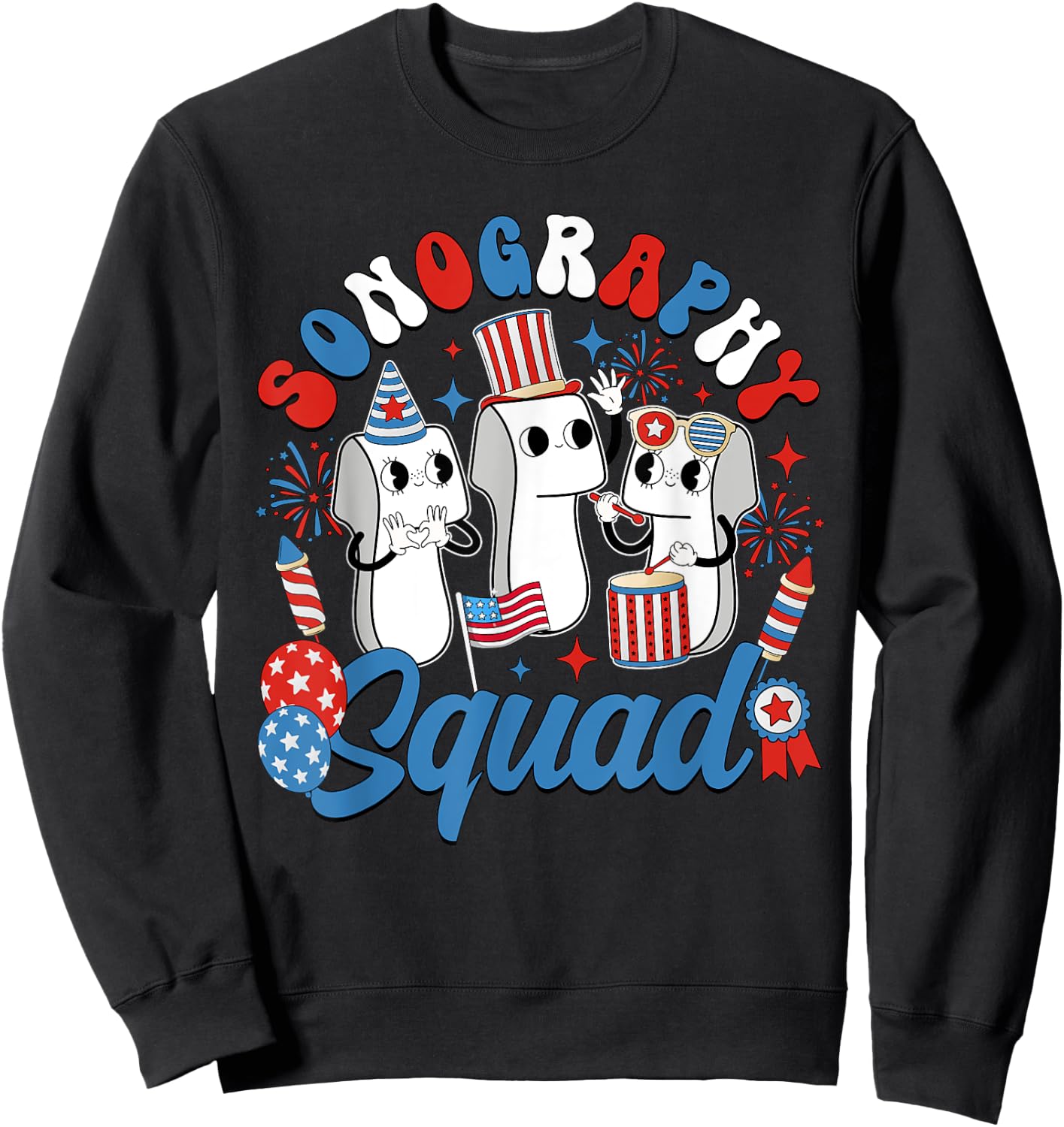 Sonography Squad Independence Day Ultrasound Tech Sweatshirt - Sweatshirt | Black