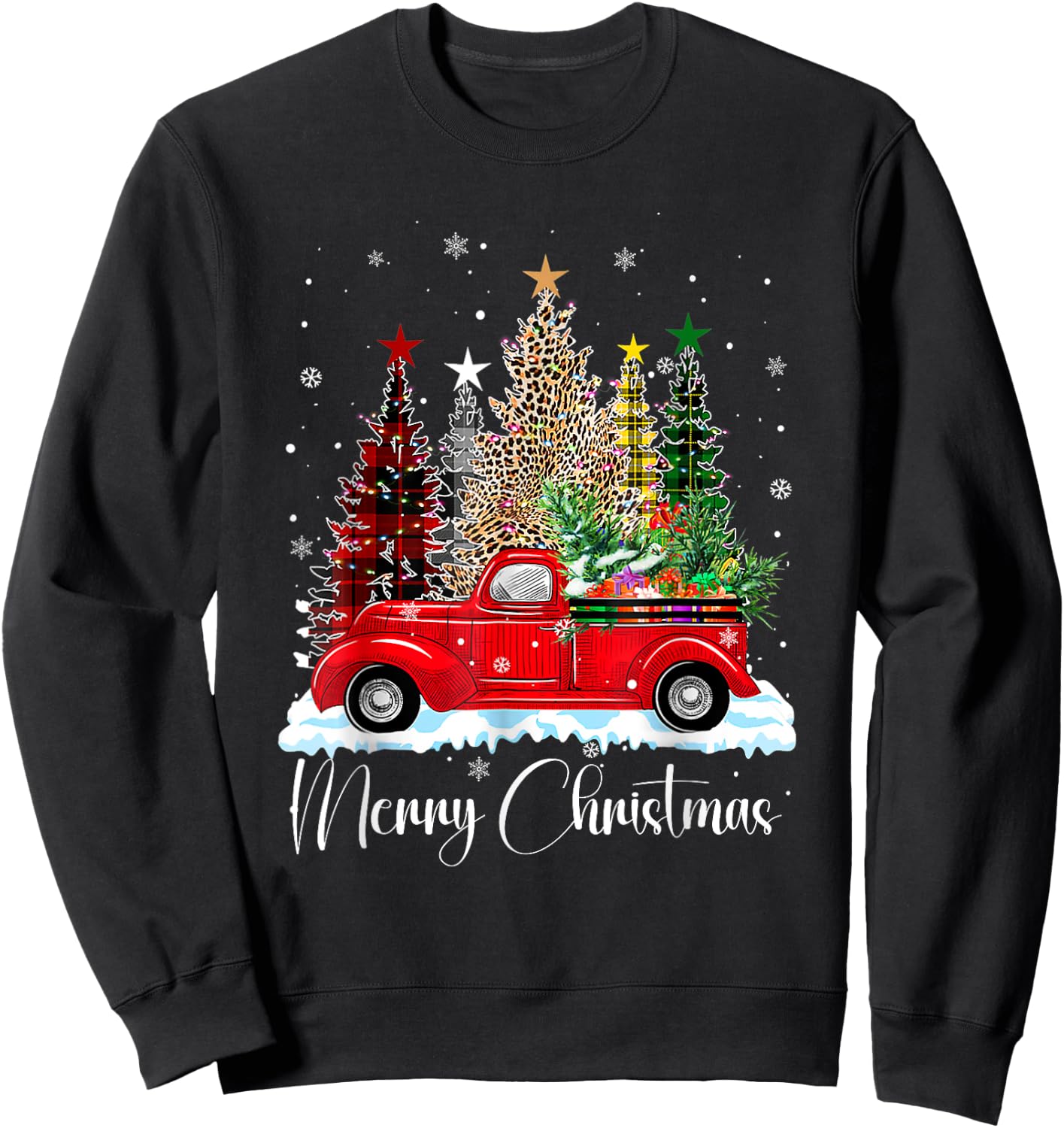 Vintage Merry Christmas Red Truck Old Fashioned Christmas Sweatshirt - Sweatshirt | Black