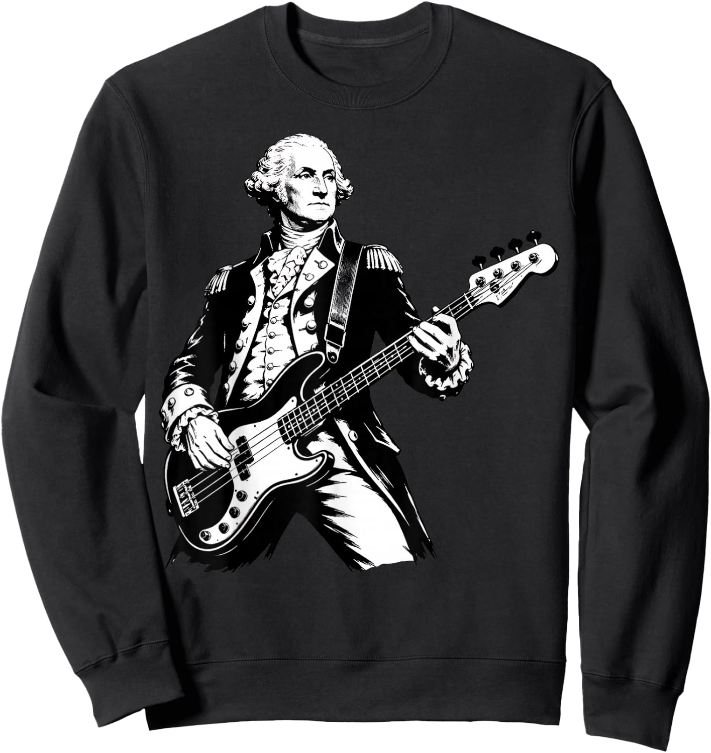 George Washington Playing Bass Guitar, 250 Years 4th of July Sweatshirt - Sweatshirt | Black