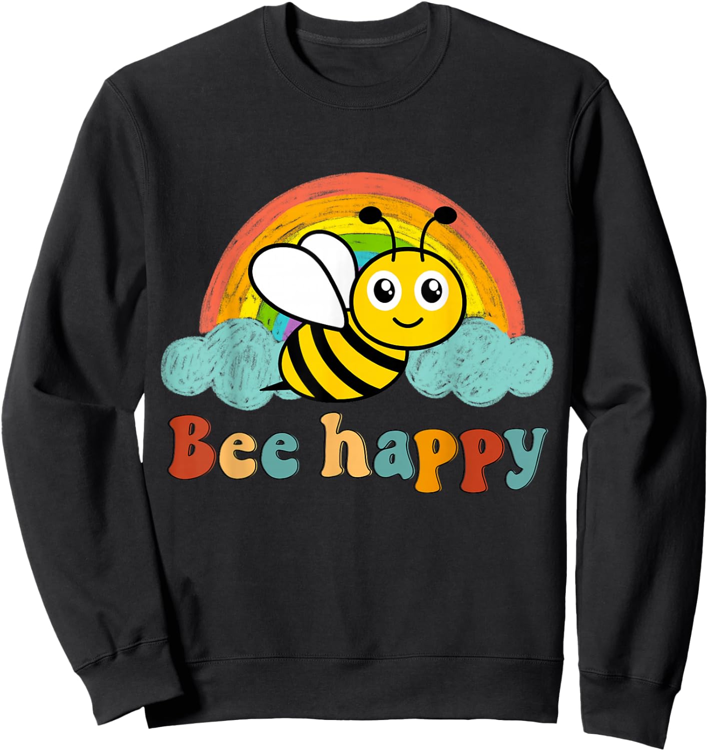 Bee Happy Funny Motif with Cute Bee Queen , black, s Sweatshirt - Sweatshirt | Black