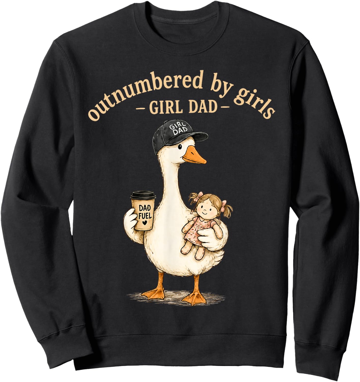 Outnumbered By Girls Girl Dad Sweatshirt - Sweatshirt | Black