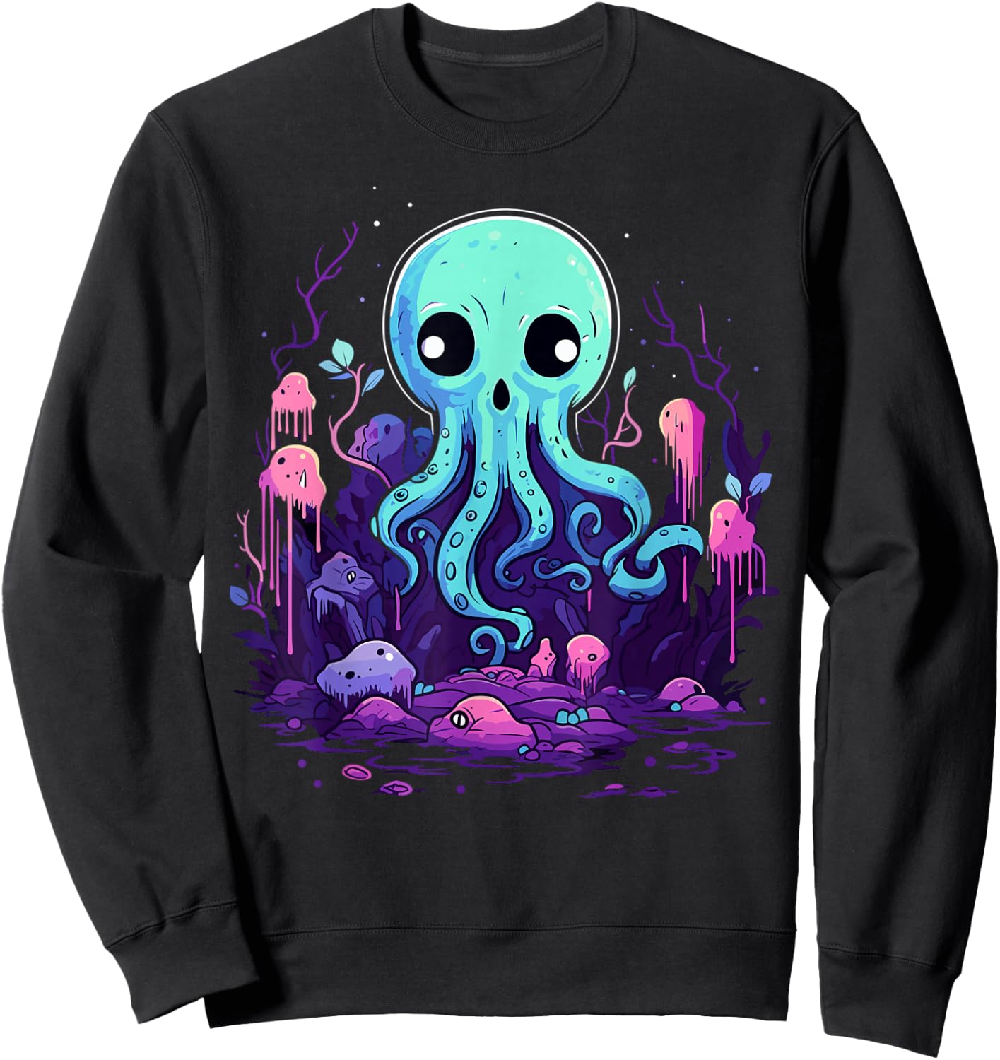 Pastel Goth Octopus Kawaii Cute Creepy Halloween Anime Sweatshirt - Sweatshirt | Black