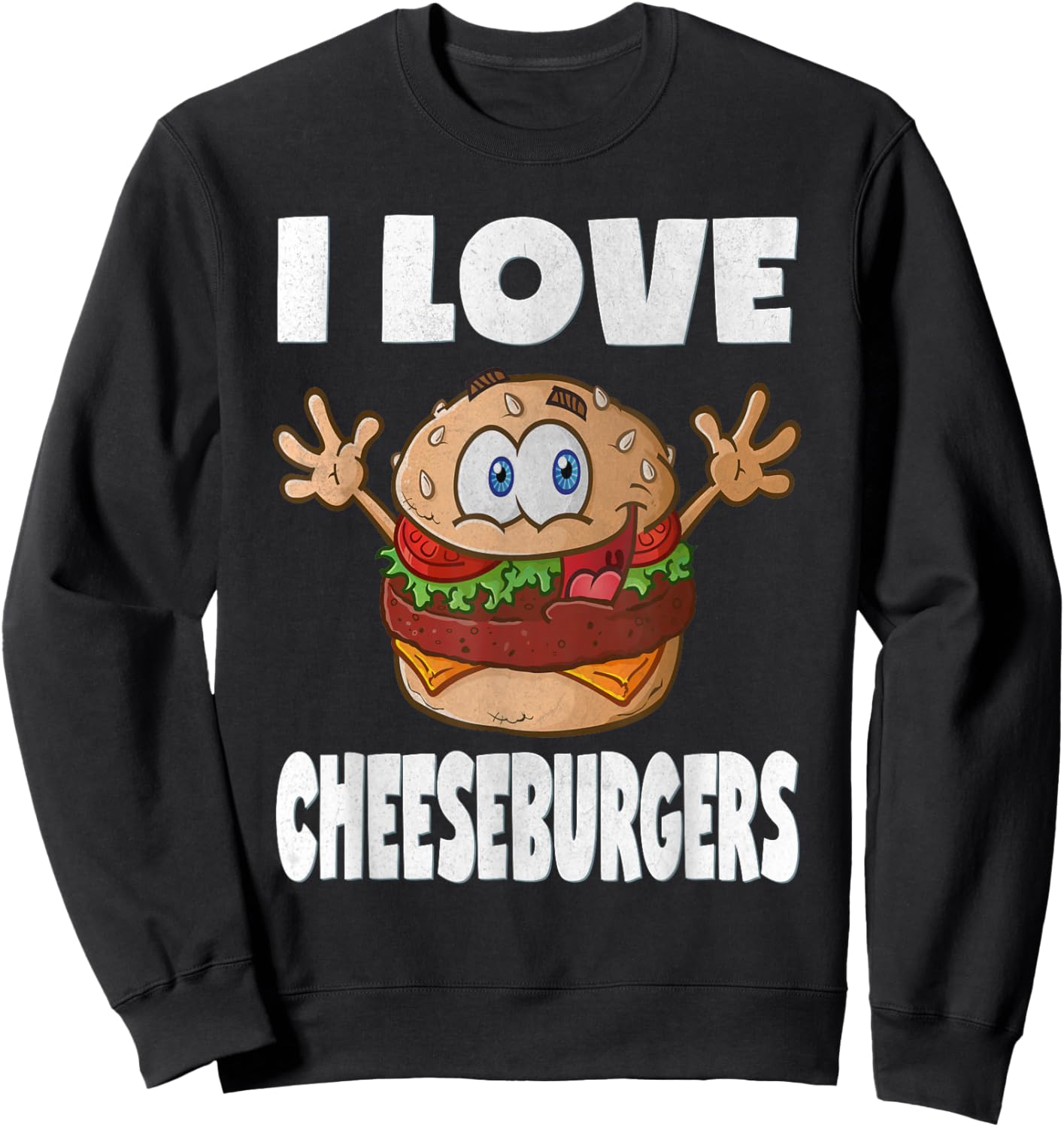 I Love Cheeseburgers Funny Cute Vintage Cheeseburger Sweatshirt - Sweatshirt | Black