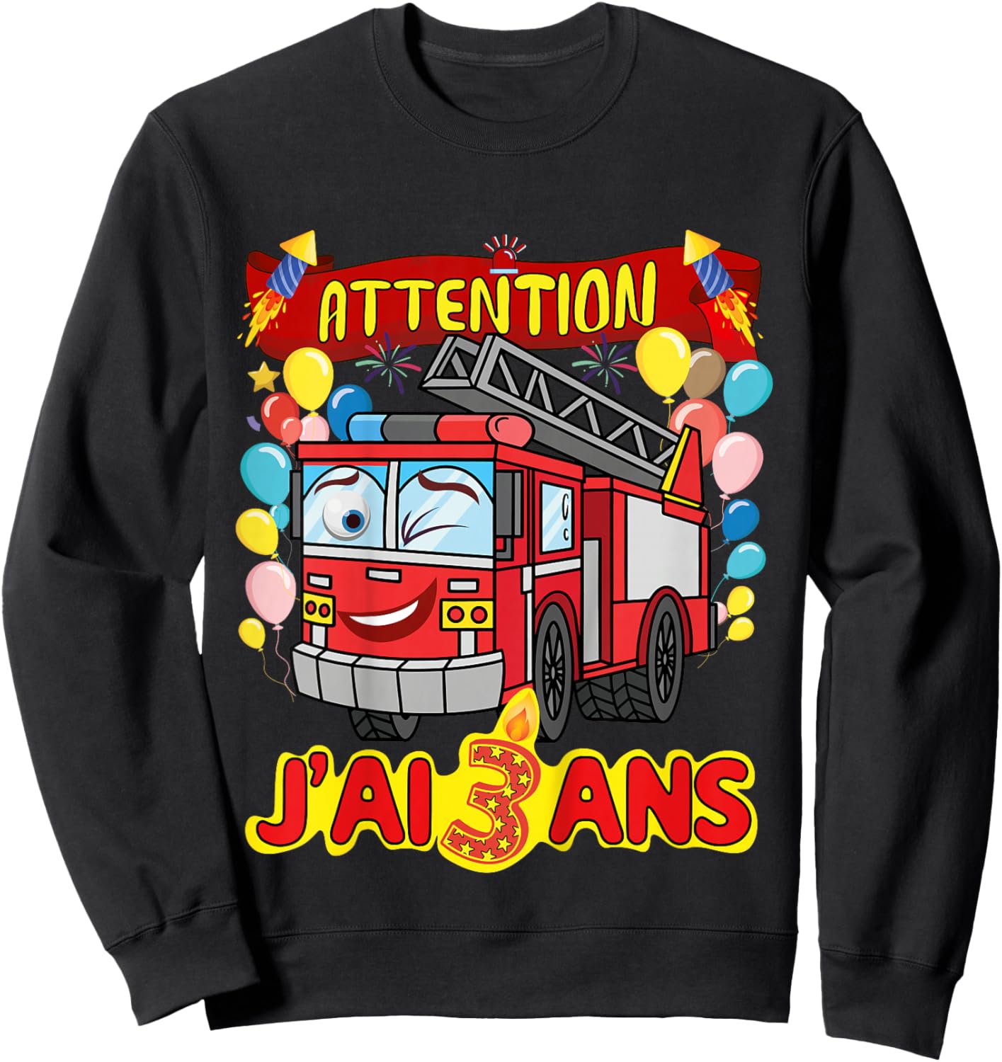 Child 3 Years Boy Fireman , Black Sweatshirt - Sweatshirt | Black