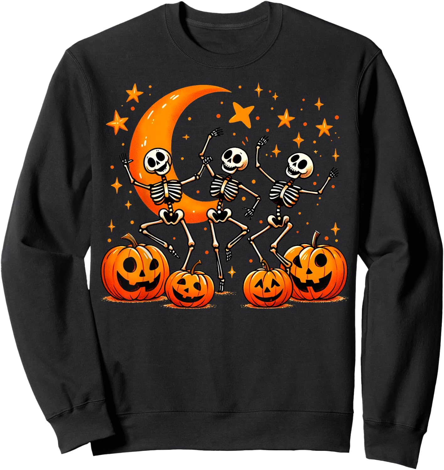 Happy Dancing Skeleton Halloween Pumpkin Women's Sweatshirt - Sweatshirt | Black