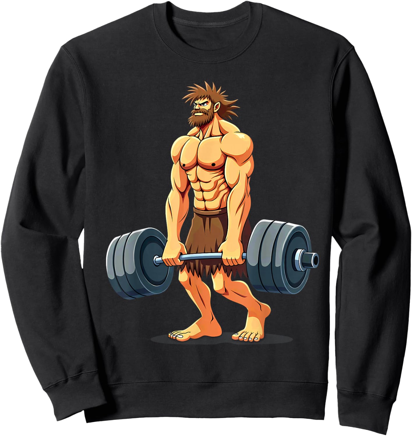 Workout Gym Caveman Deadlift Weightlifting Sweatshirt - Sweatshirt | Black