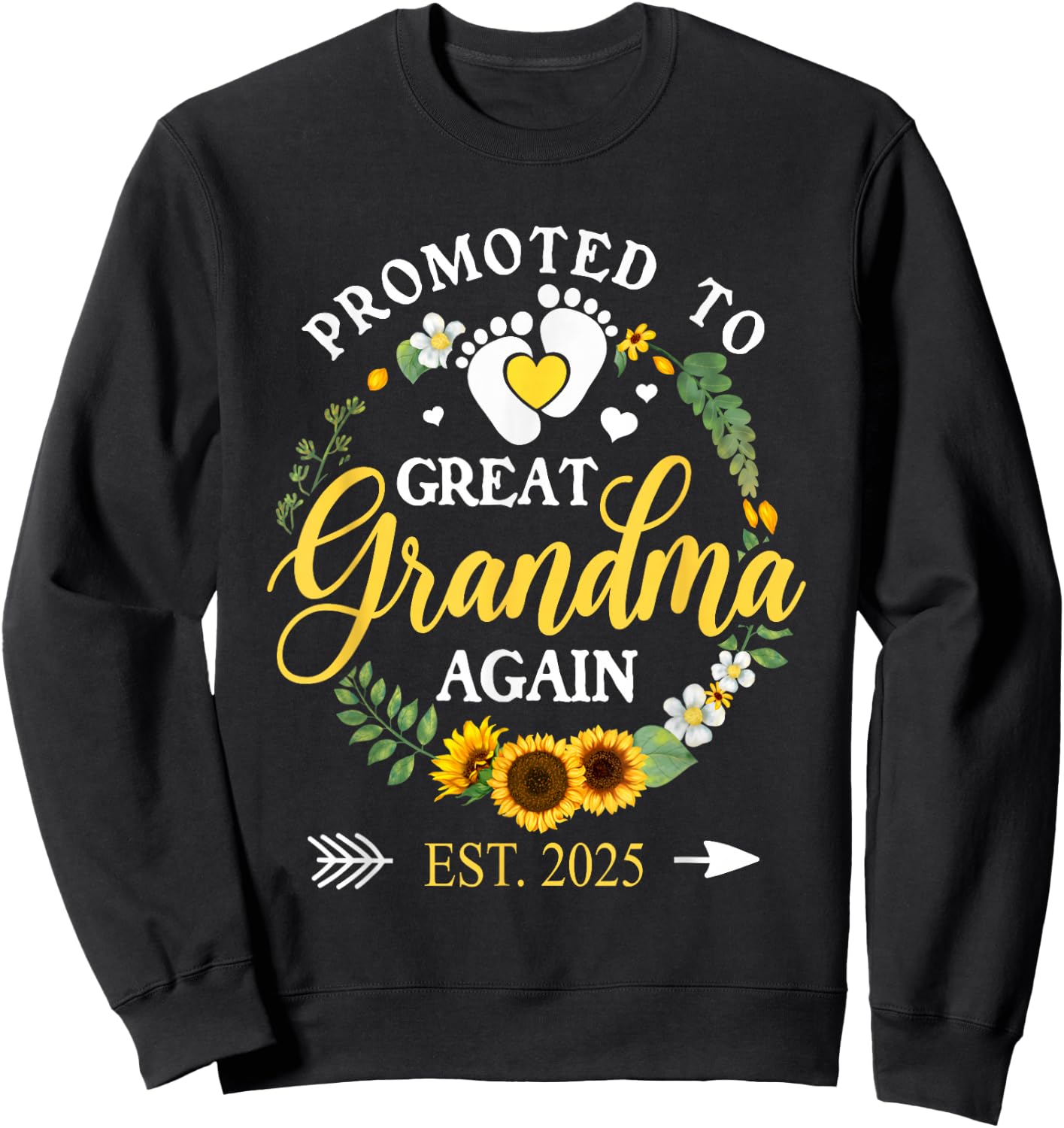 Promoted to Great Grandma Again 2025 Pregnancy Announcement Sweatshirt - Sweatshirt | Black