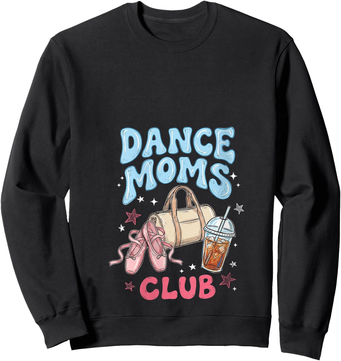 Women's Dance Moms Club Coquette Bow Mother's Day Dancing Mom Dancer V-Neck Sweatshirt - Sweatshirt | Black