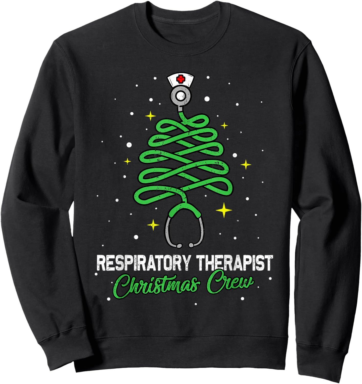 Respiratory Therapist Christmas Crew Christmas Tree Lights Sweatshirt - Sweatshirt | Black