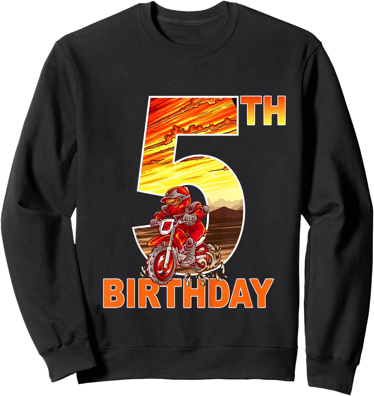 5 Year Old Dirt Bike Birthday Party Motocross MX 5th Sweatshirt - Sweatshirt | Black