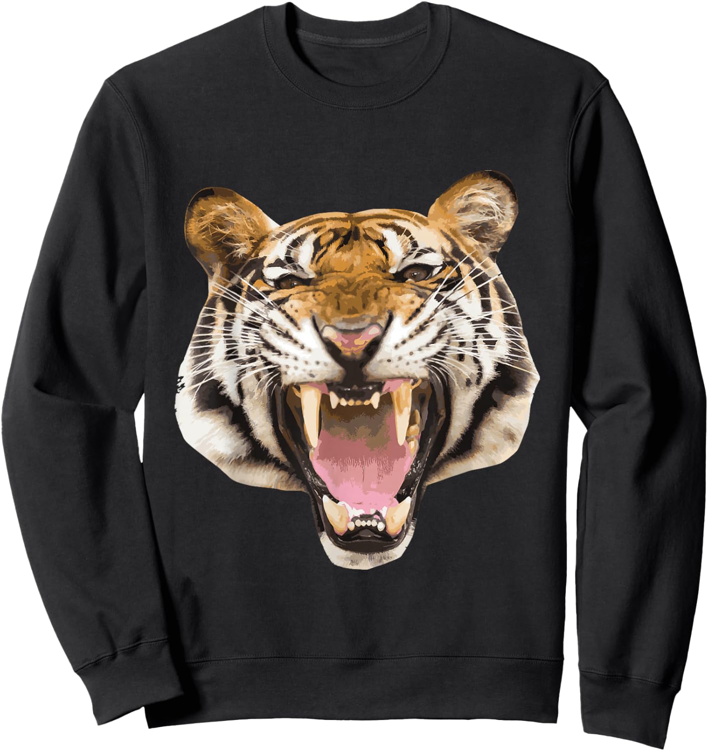 Realistic Tiger Roaring Face Animal Lovers Gift Small Sweatshirt - Sweatshirt | Black