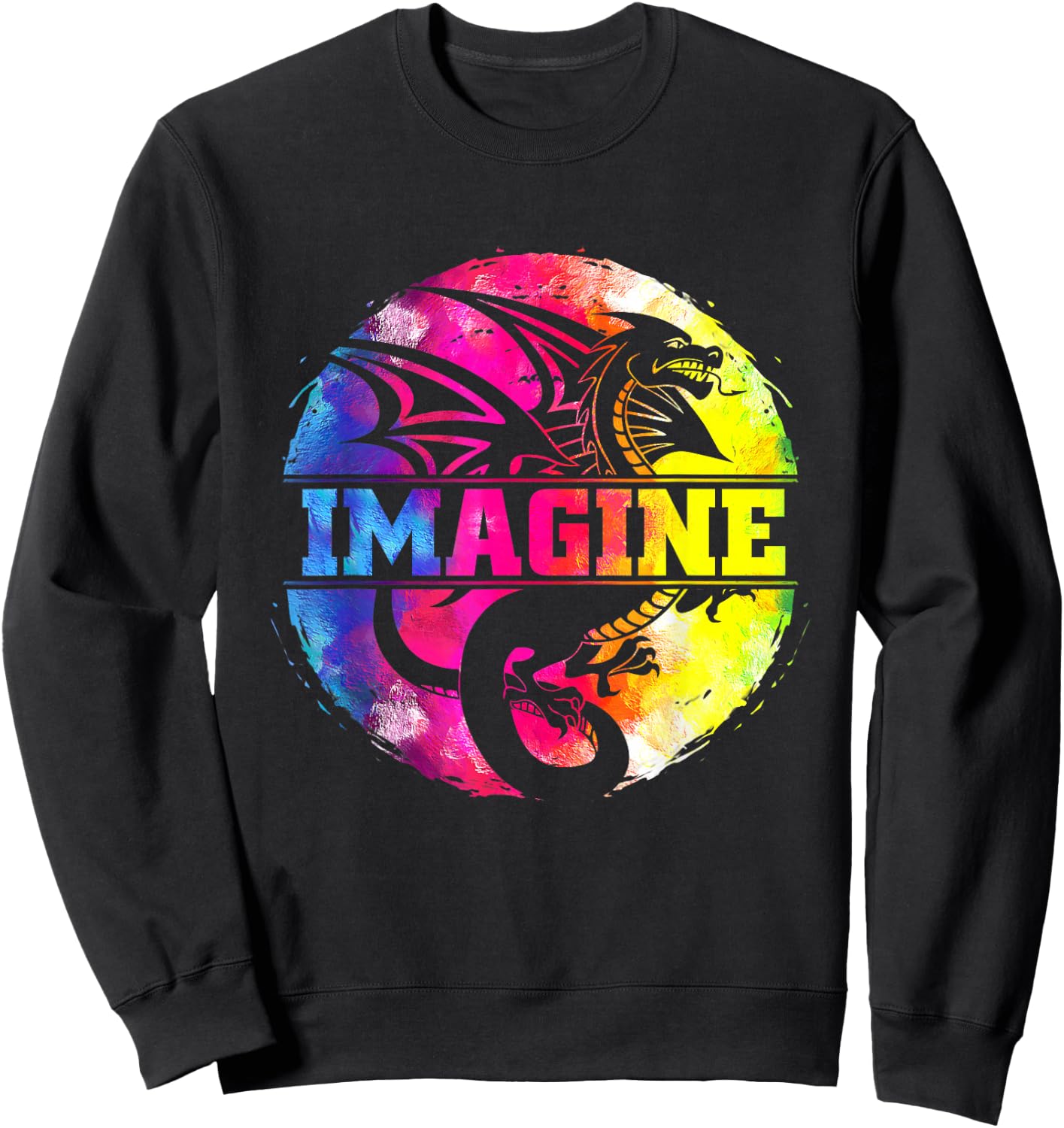 Imagine Fantasy Dragon Retro Tribal Sweatshirt - Sweatshirt | Black