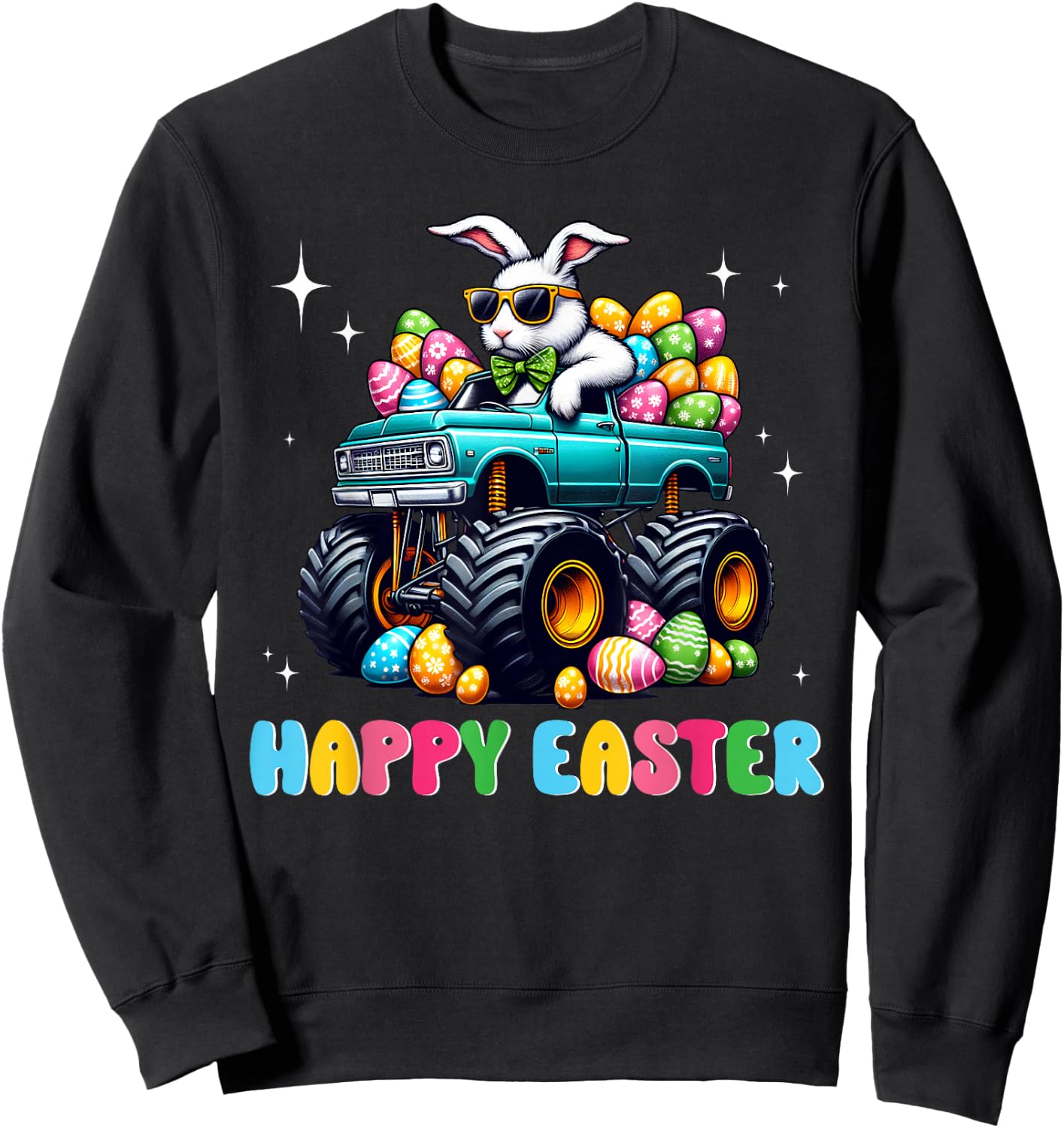 Funny Boys Happy Easter Monster Truck Easter Eggs Toddler Sweatshirt - Sweatshirt | Black