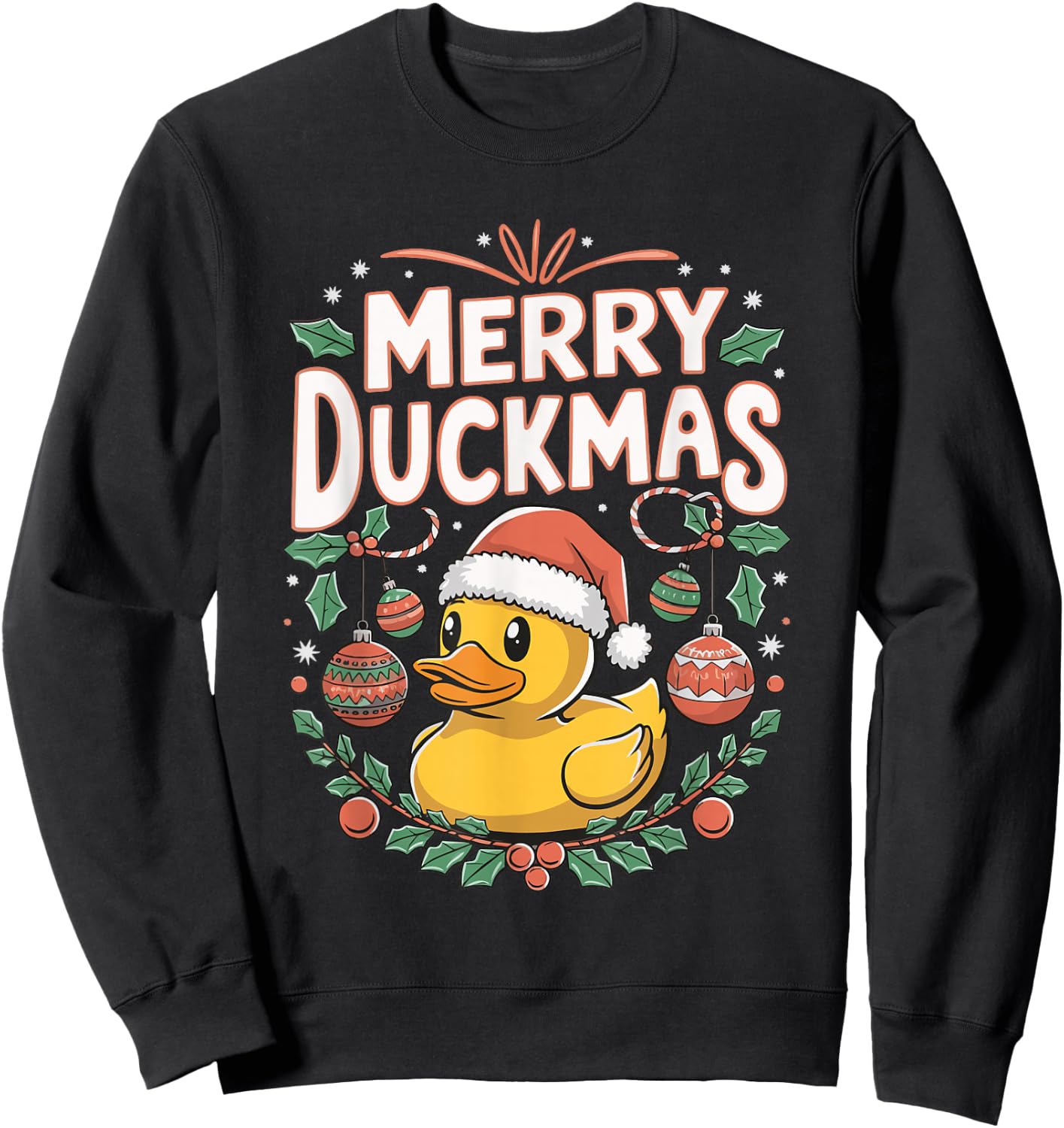 Merry Duckmas Christmas Rubber Duck Sweatshirt - Sweatshirt | Black