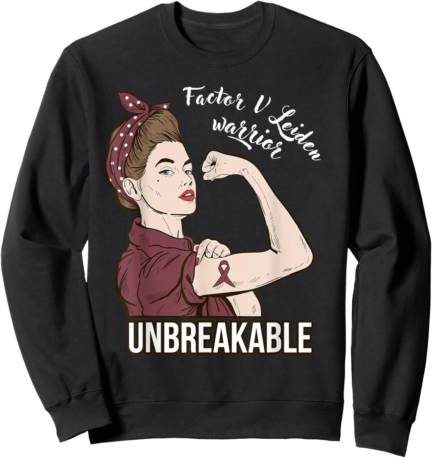Factor V Leiden Awareness Warrior Unbreakable Her Support Sweatshirt - Sweatshirt | Black