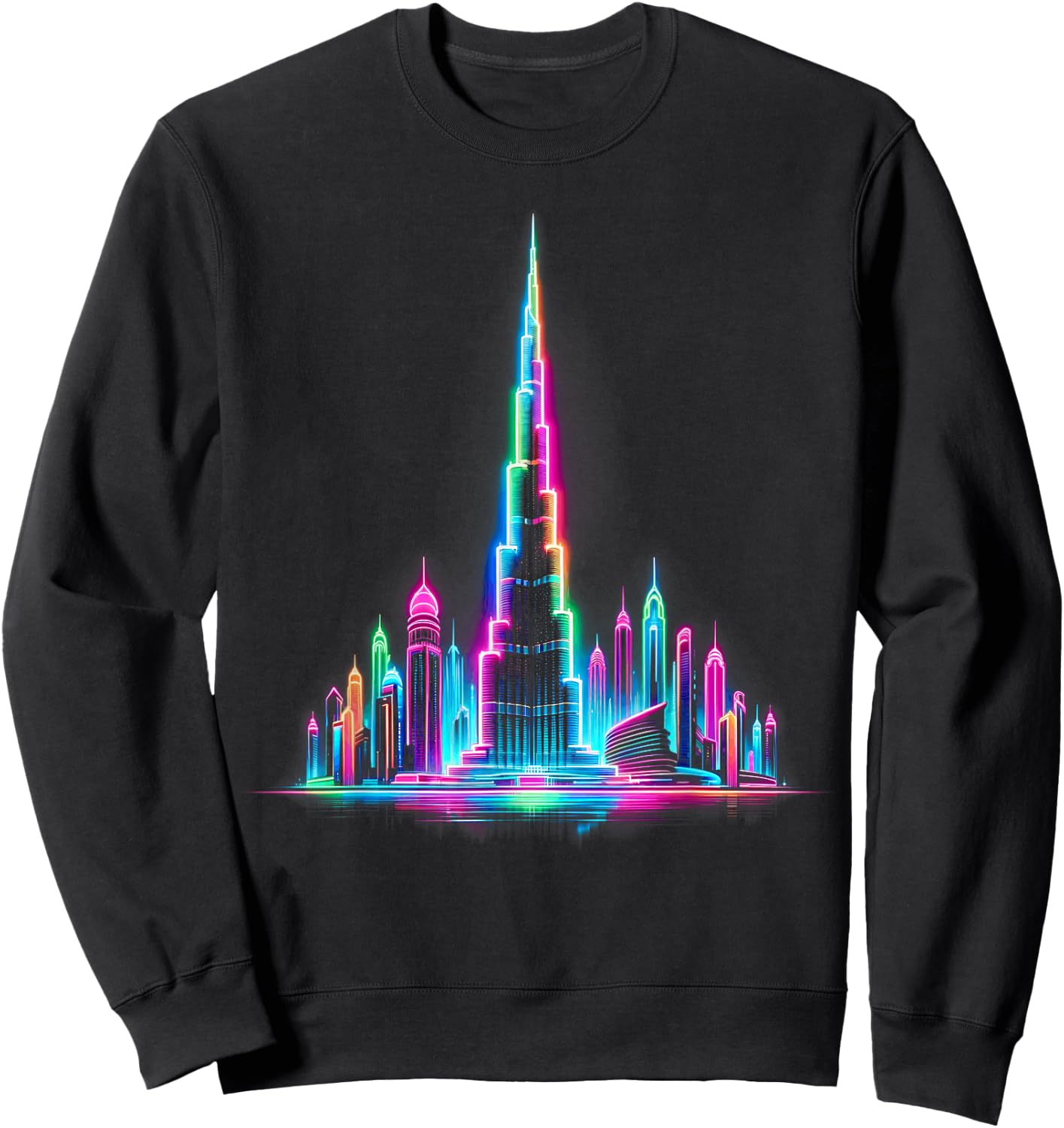 Bright Burj Khalifa Elegance – Buntes Dubai Sweatshirt - Sweatshirt | Black