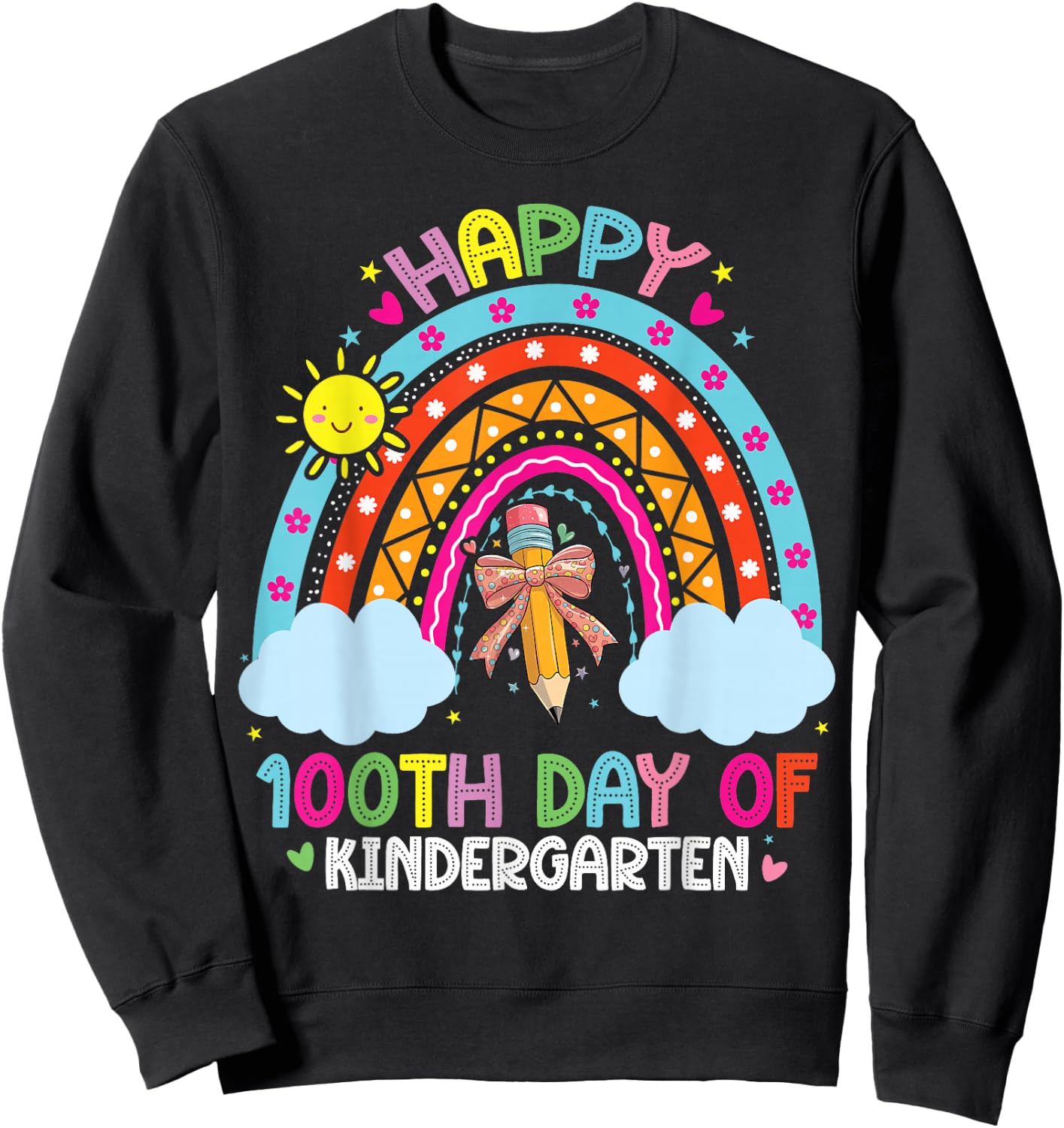 100th Day Of Kindergarten Funny 100 Days Of School Teacher Sweatshirt - Sweatshirt | Black