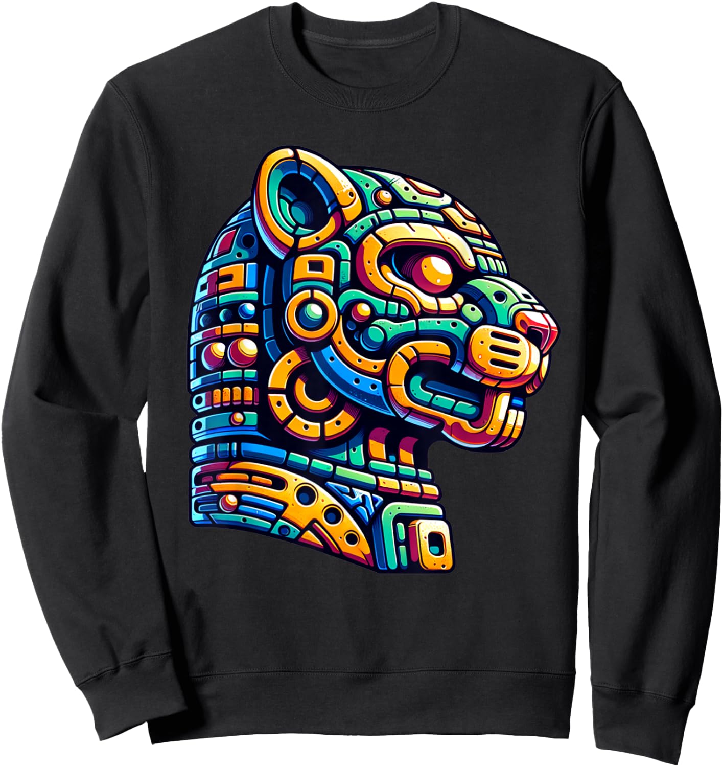 Aztec Symbol Of Strength Mayan Jaguar And Mexican Mythology Sweatshirt - Sweatshirt | Black