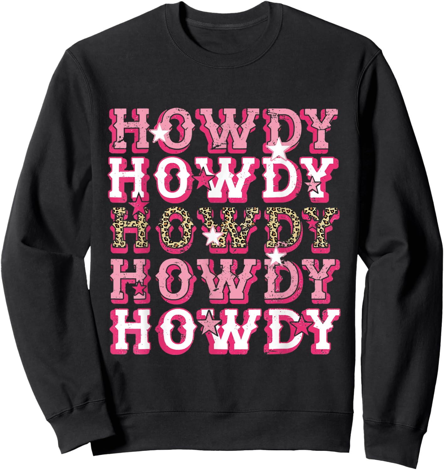 Vintage Leopard Howdy Rodeo Western Country Southern Cowgirl Sweatshirt - Sweatshirt | Black