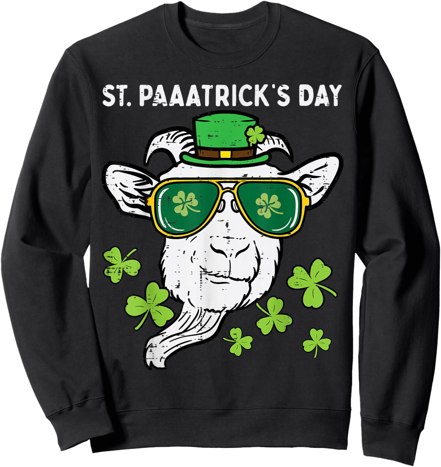 St Patricks Day Goat Head Saint Pattys Farmer Men Women Kids Sweatshirt - Sweatshirt | Black