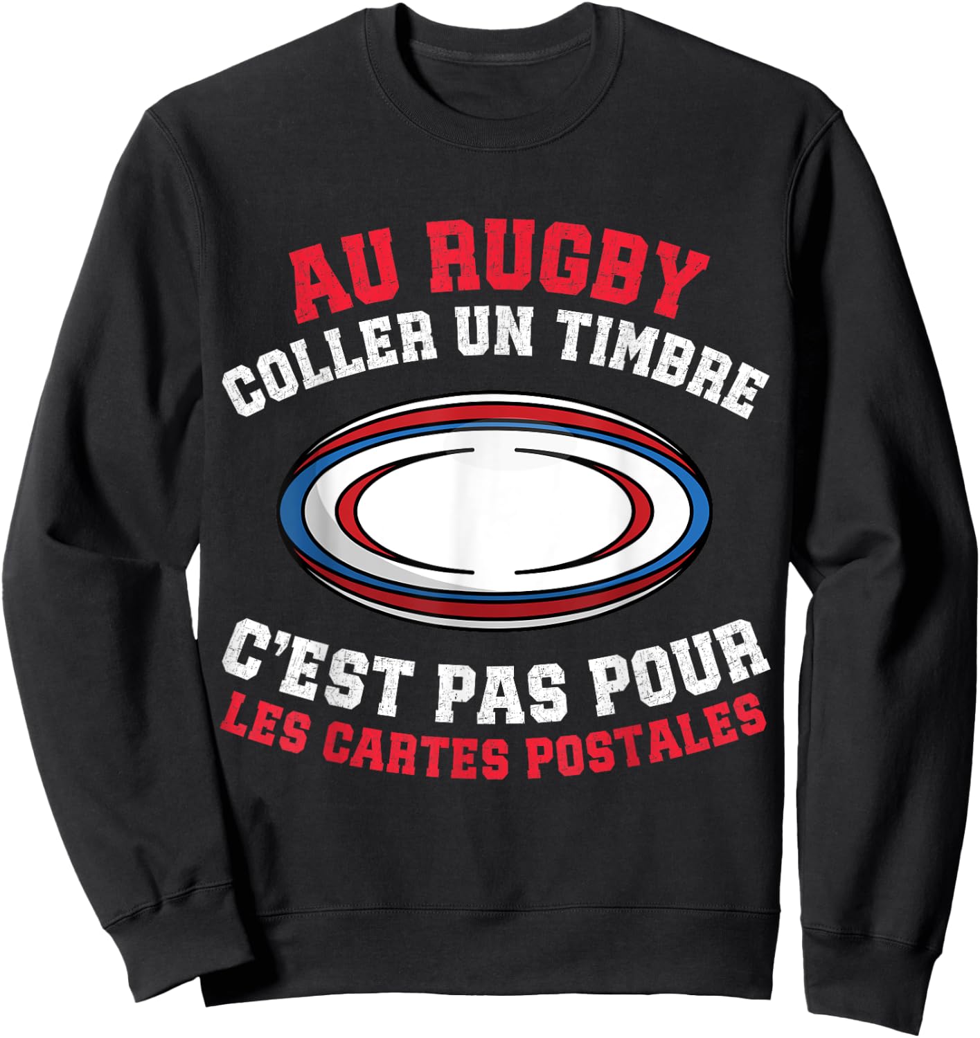 At Rugby Paste A Stamp No Postcard Rugby Player , Black, S Sweatshirt - Sweatshirt | Black