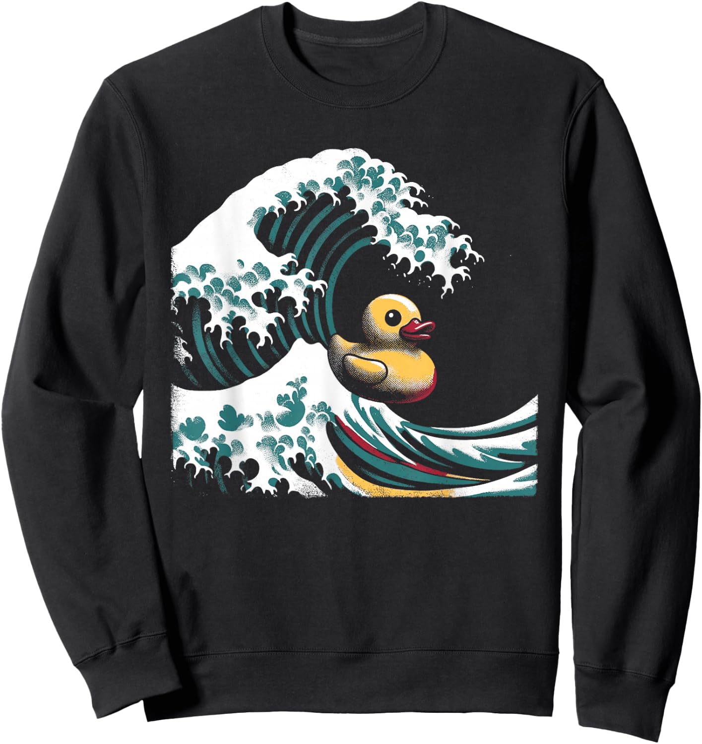 Rubber Duck Great Wave - Retro Kanagawa Wave Duck Lover Sweatshirt - Sweatshirt | Black