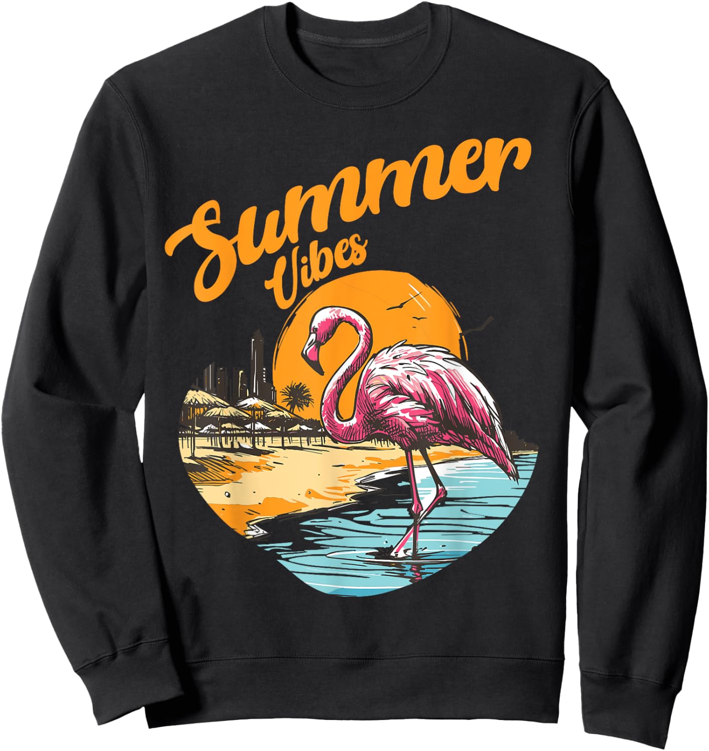 Summer Vibes Vintage Retro 70's Beach Vacation Cute Women's Sweatshirt - Sweatshirt | Black