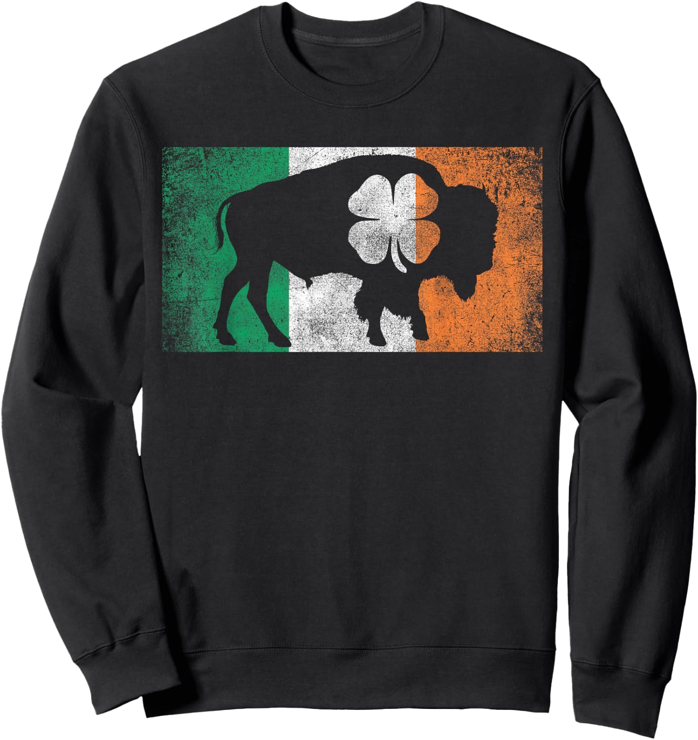 Buffalo - Shamrock St. Patrick's Day Irish Flag Sweatshirt - Sweatshirt | Black