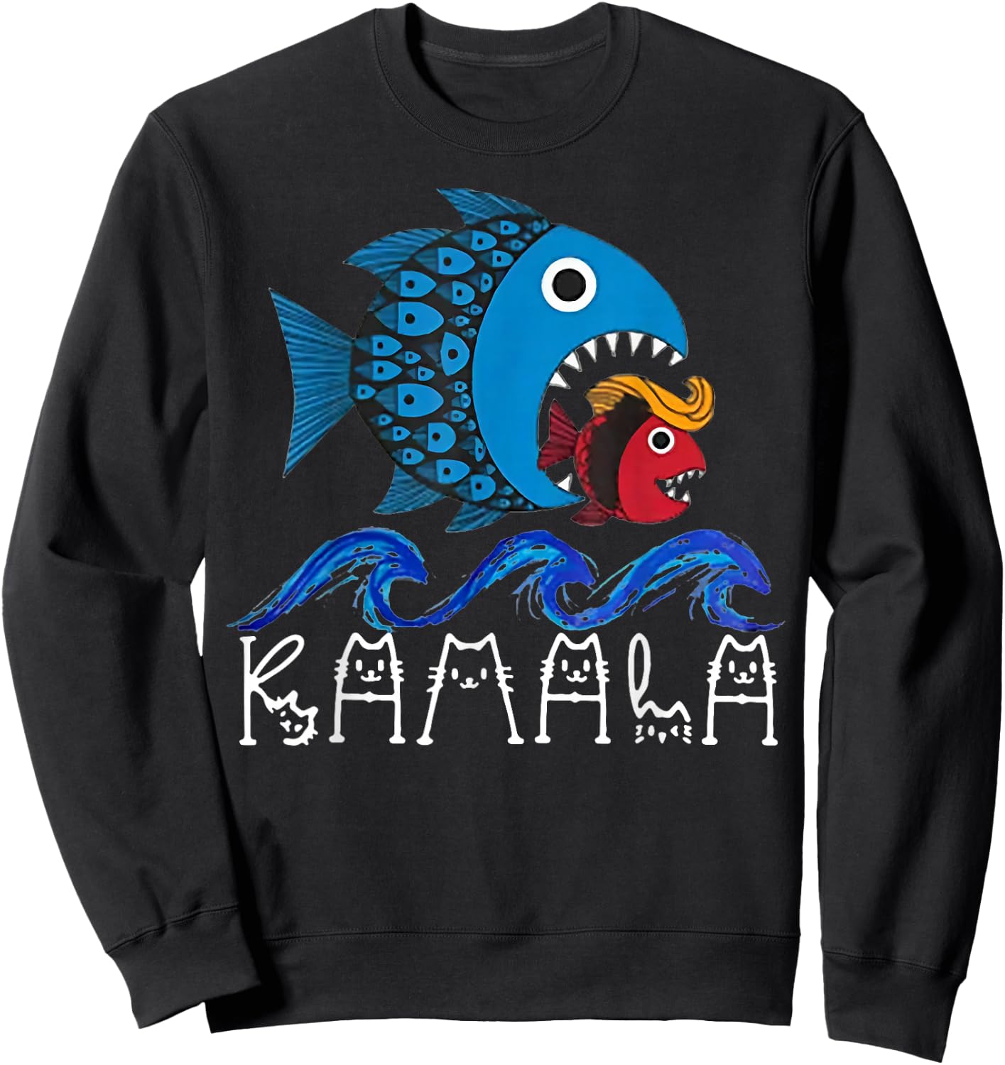Kamala Fish Eat Fish Sweatshirt - Sweatshirt | Black