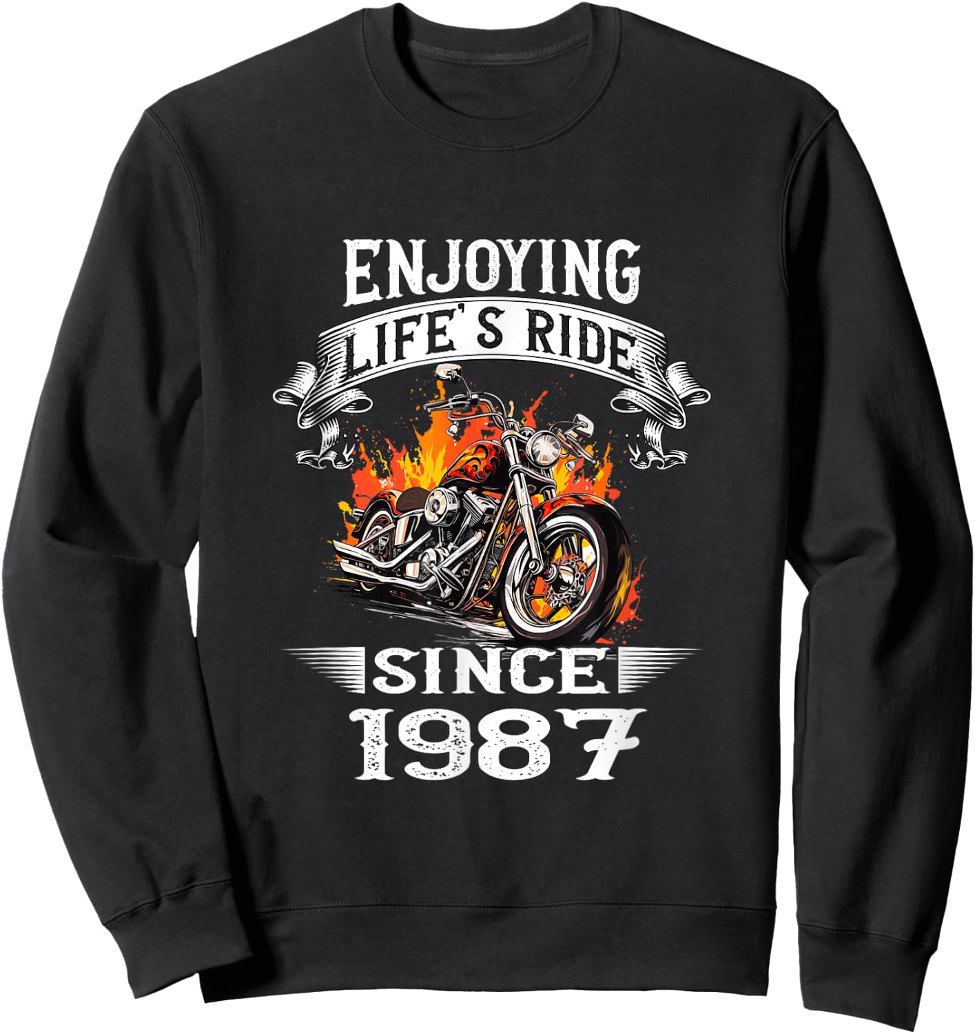Enjoying Life's Ride Since 1987 Motorcycle Birthday Sweatshirt - Sweatshirt | Black