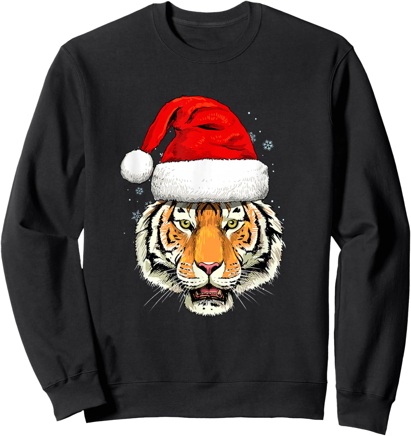 Christmas Shirt Santa Tiger Xmas Holiday Animal Tiger Lover Sweatshirt - Sweatshirt | Black
