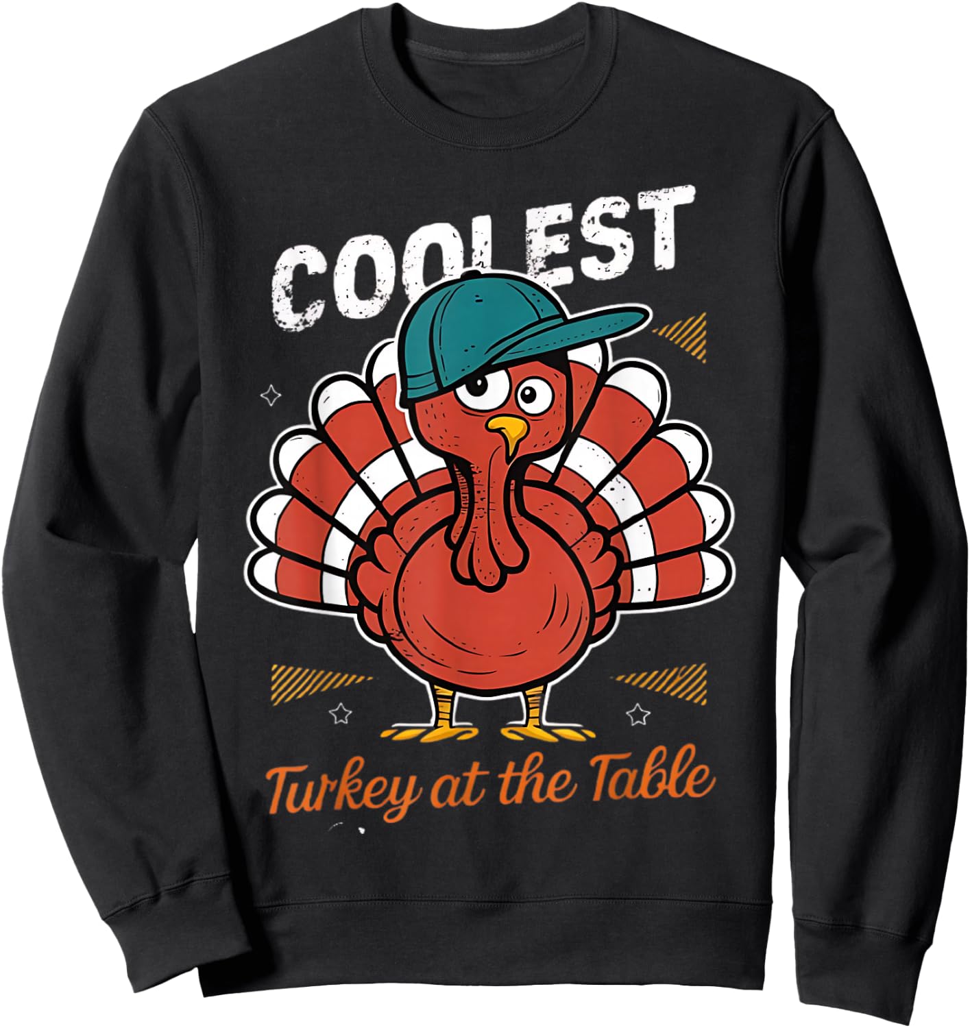 Thanksgiving Coolest Turkey At Table Boys Kids Toddler Youth Sweatshirt - Sweatshirt | Black