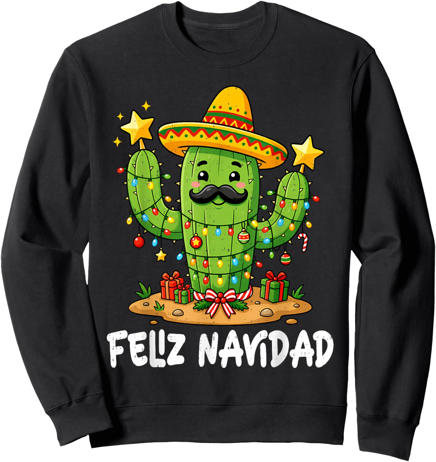 Cactus Mexican Tree Summer Christmas in July Xmas Party Men Sweatshirt - Sweatshirt | Black
