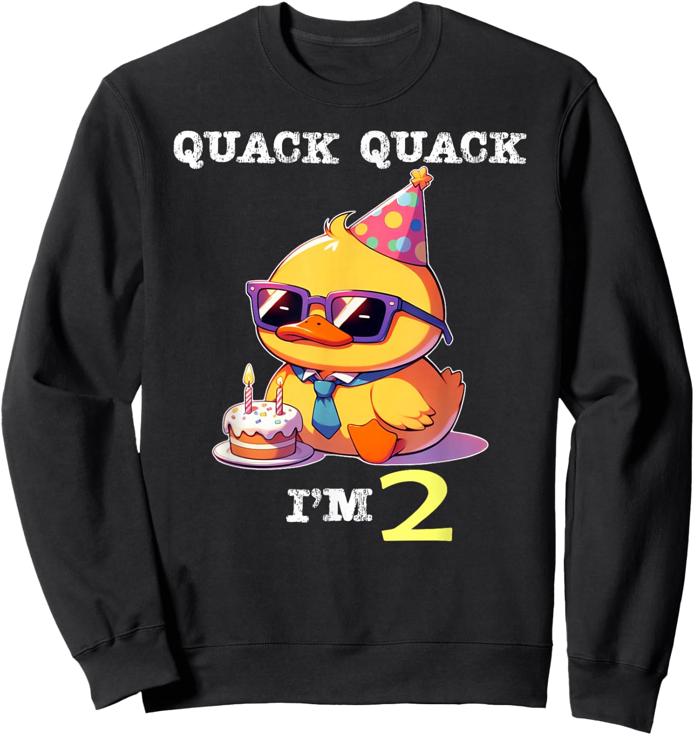 Kids 2nd Birthday Quack Im 2 Cute Duck Toddler Boy Girl Sweatshirt - Sweatshirt | Black