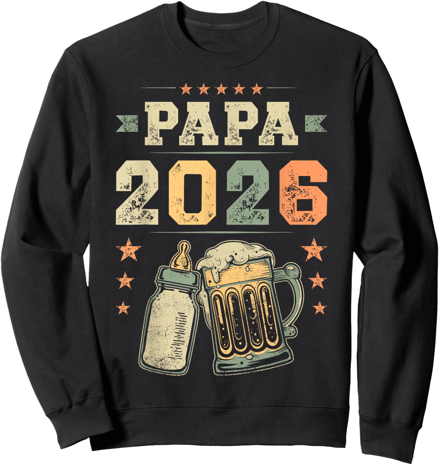 Papa 2026, Frischgebackener Vater, Erster Vatertag Sweatshirt - Sweatshirt | Black