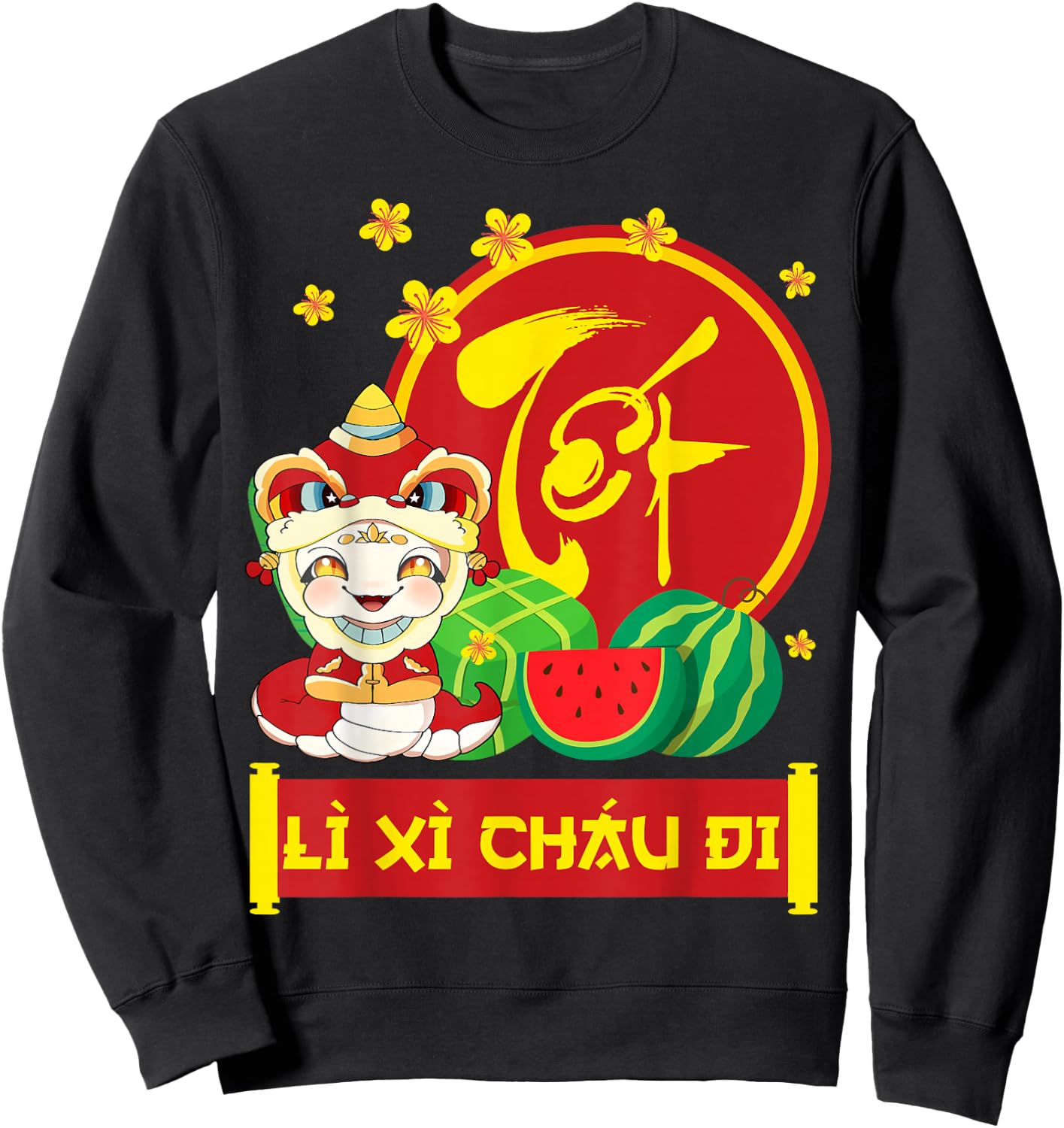 Vietnamese New Year Decorations Tet 2025 Year Of The Snake Sweatshirt - Sweatshirt | Black